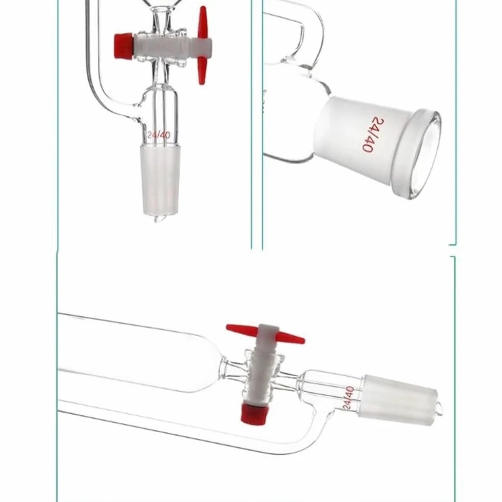 Cristalería de Laboratorio Embudo de vidrio de laboratorio de 10 ml a 1000 ml con boca estándar y tapón cilíndrico de separación por goteo.(1000ml 24x24)