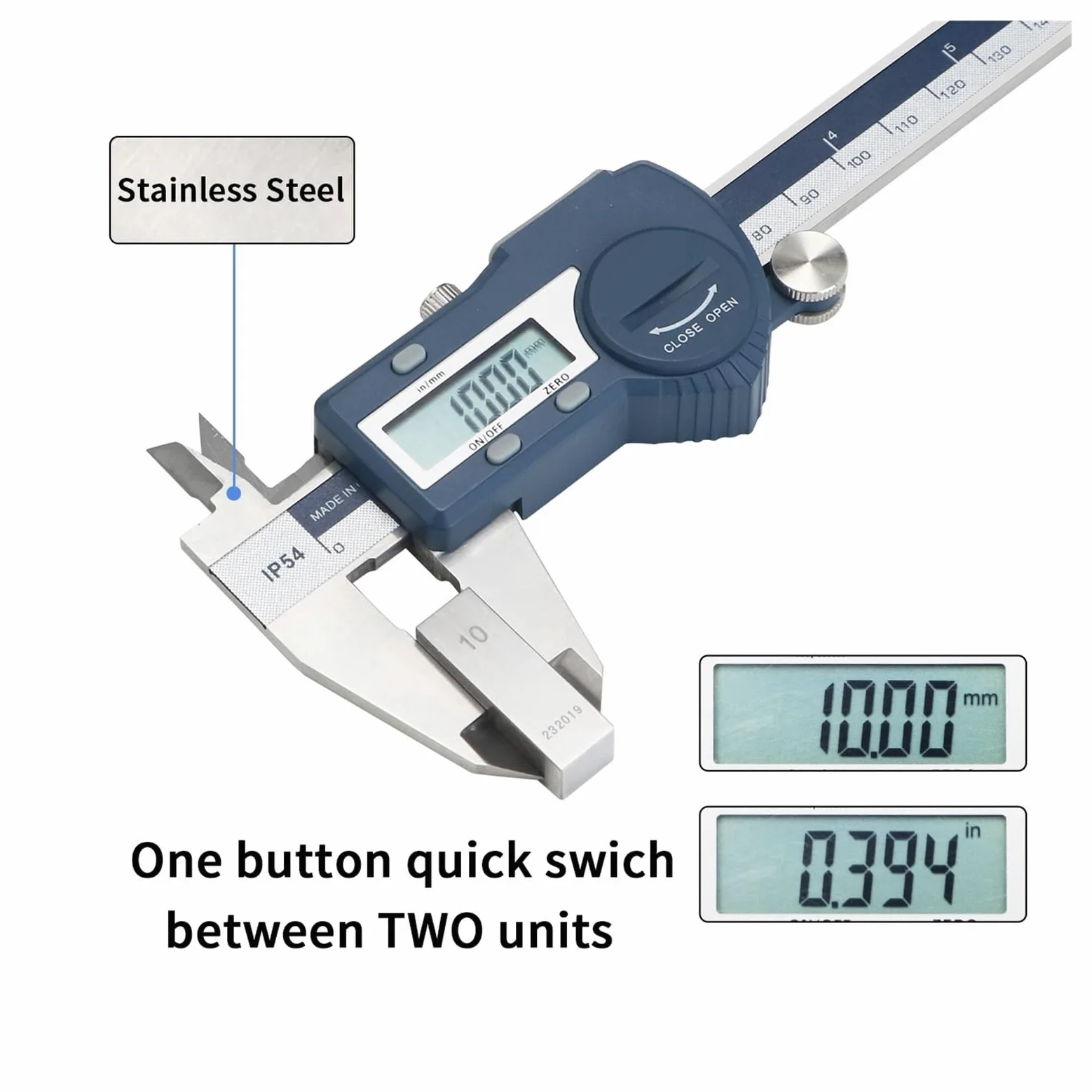 Pies de Rey Calibrador Digital Vernier electrónico de Acero Inoxidable endurecido 0 a 150 mm(0-150mm)