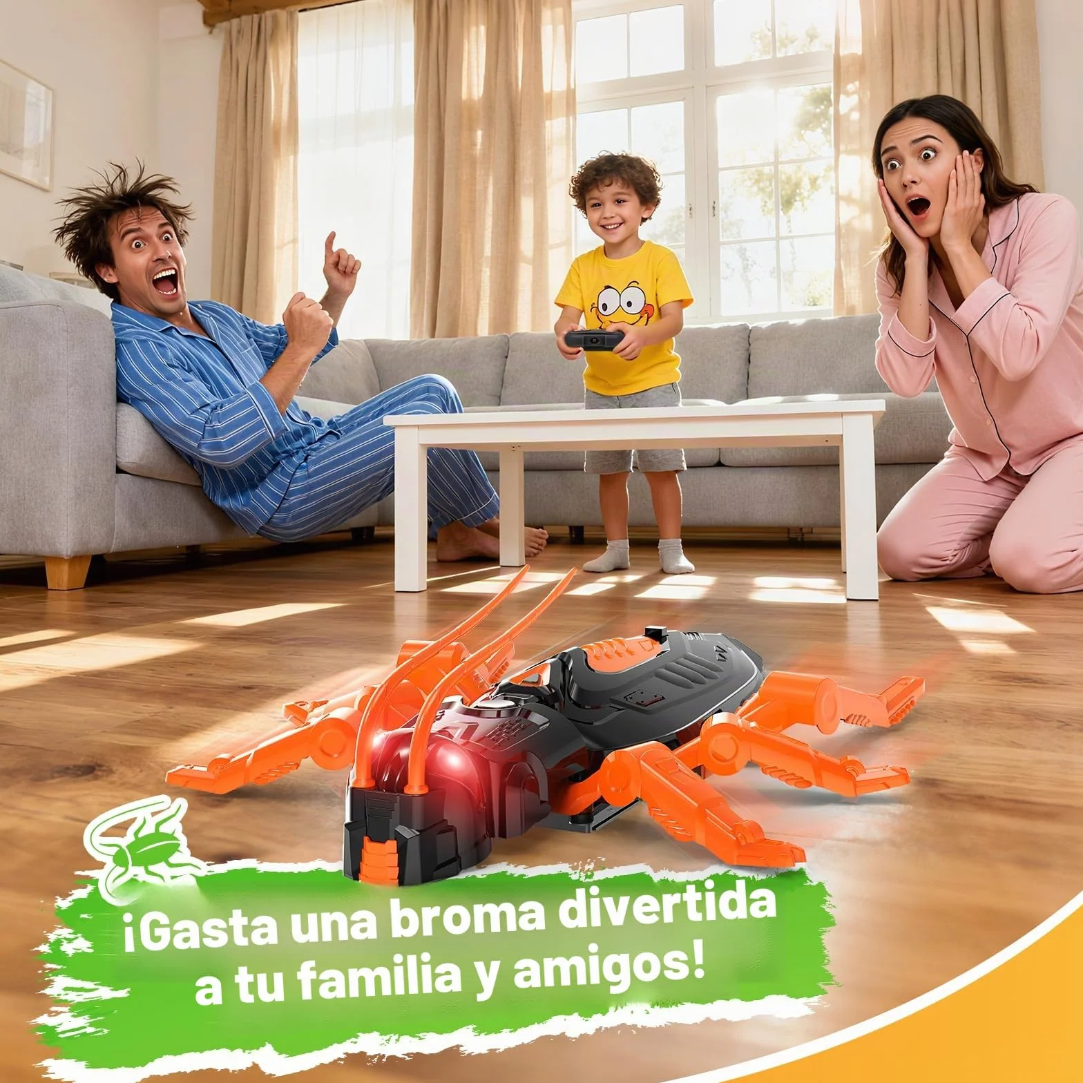Gerbala Cucaracha Teledirigido Robot Juguetes, Arrastrándose por Paredes y Techos, Ojos LED Brillantes, Regalo para Niños 3+ Años