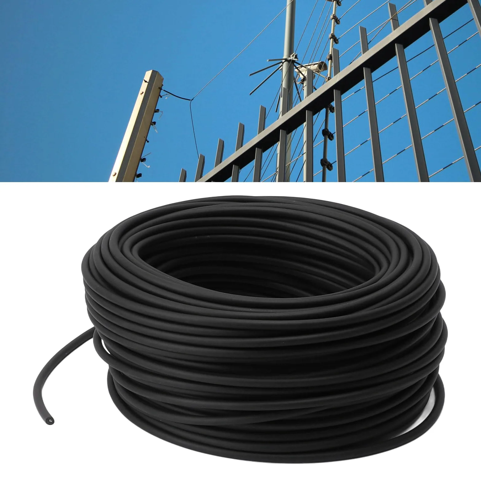 Cosiki Cable Aislado con Núcleo de Aleación de Alambre de Alto Voltaje Duradero para Cerca Eléctrica, Duradero para Granja (100 m/328,1 pies)