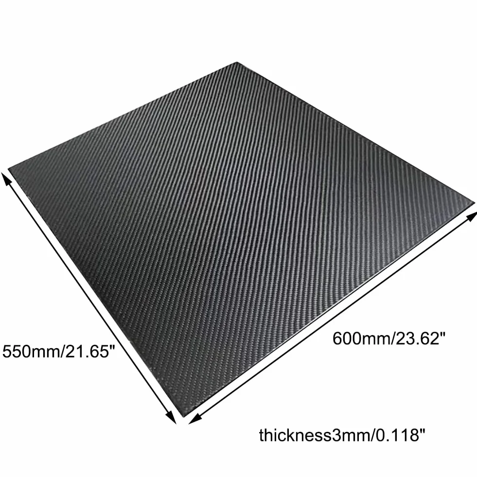 Lámina de fibra de carbono, Negro de la hoja fibra carbono 3K 550m m x 600m grueso 0.5-5m(3mm*550mm*600mm)