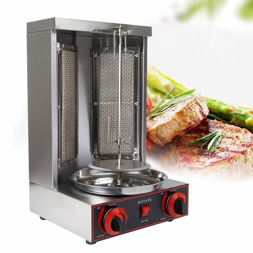 Máquina de döner kebab a gas, DSYOGX Vertical Parrilla Eléctrica Rotativa, 3000W 220V Döner-Vertikal-Multigrill puede asar brochetas de cordero y pollo, Negro