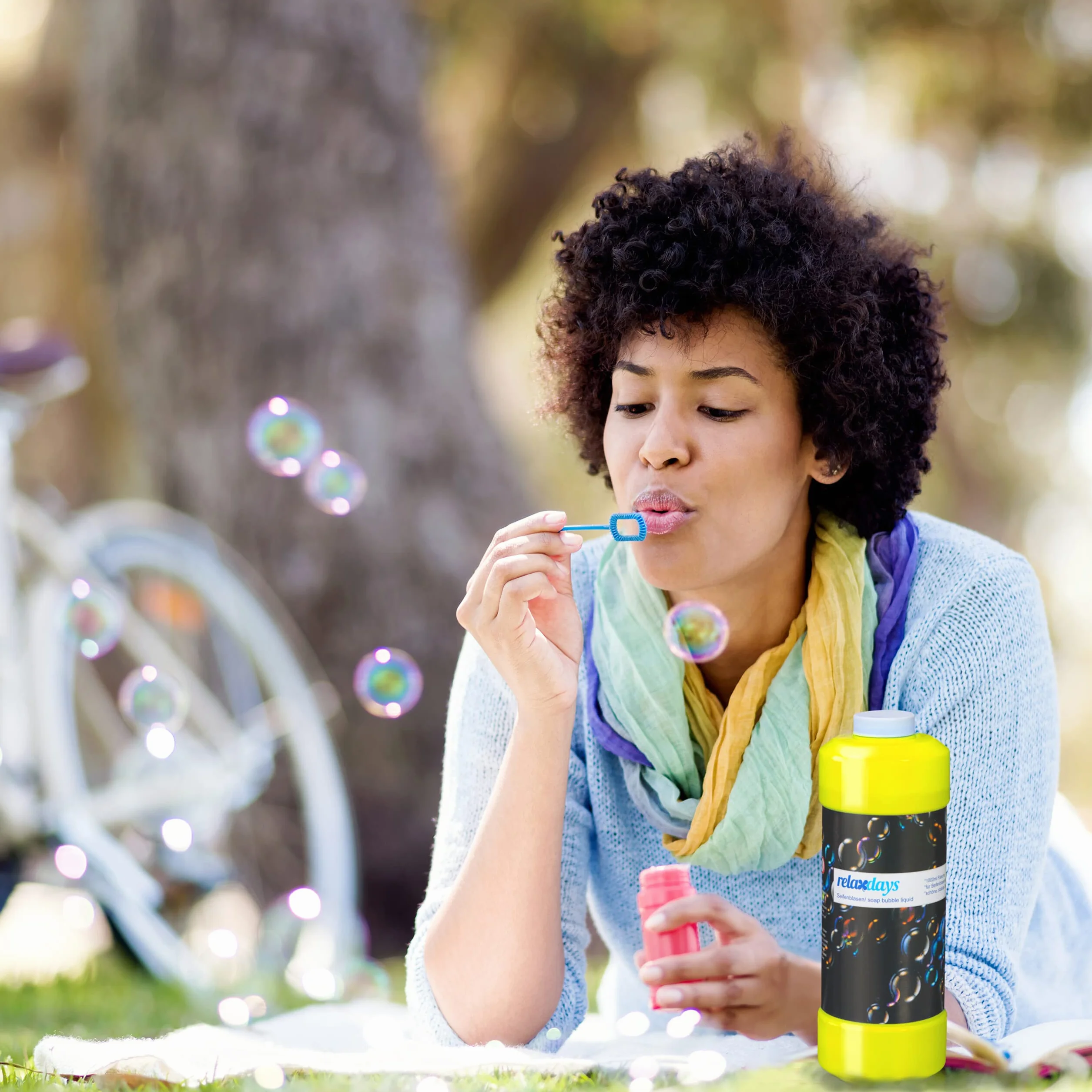 Relaxdays Líquido Burbujas Jabón Set de 3 1 Litro Solución Pompas para Máquina