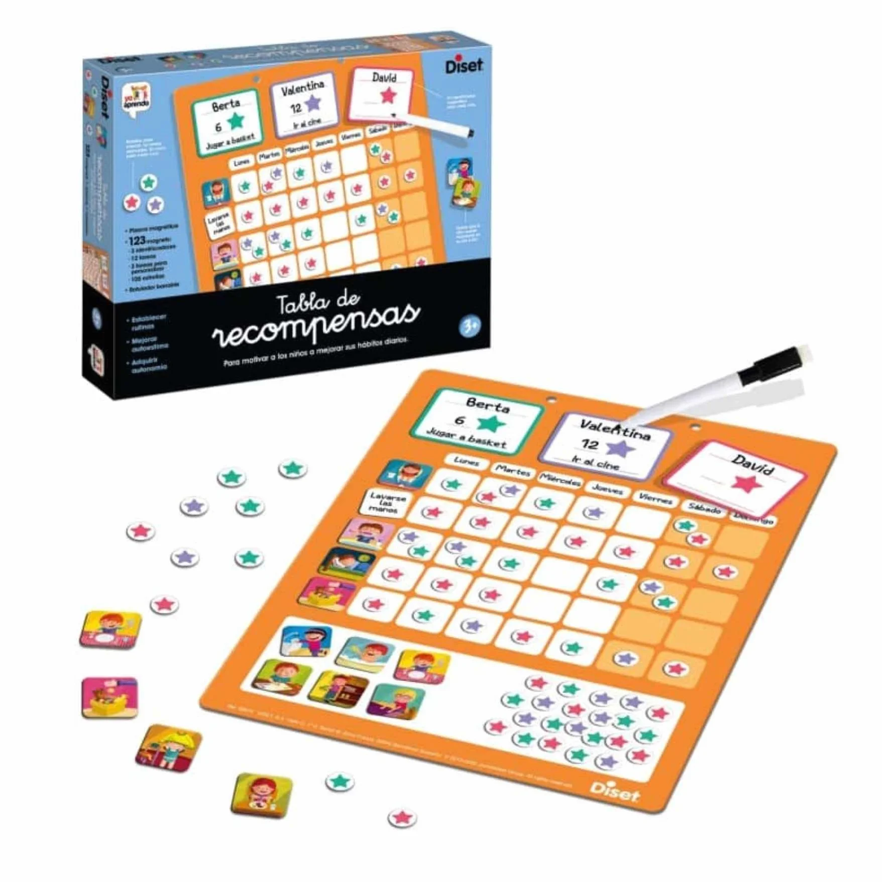 Diset Tabla de Recompensas Juego Educativo para Buen Comportamiento Niños 3 años 33x26x5,2