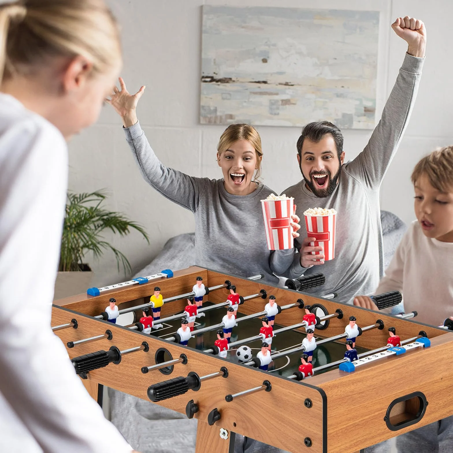 COSTWAY Futbolín de Mesa Plegable con Asas Duraderas, 2 Pelotas y Marcador