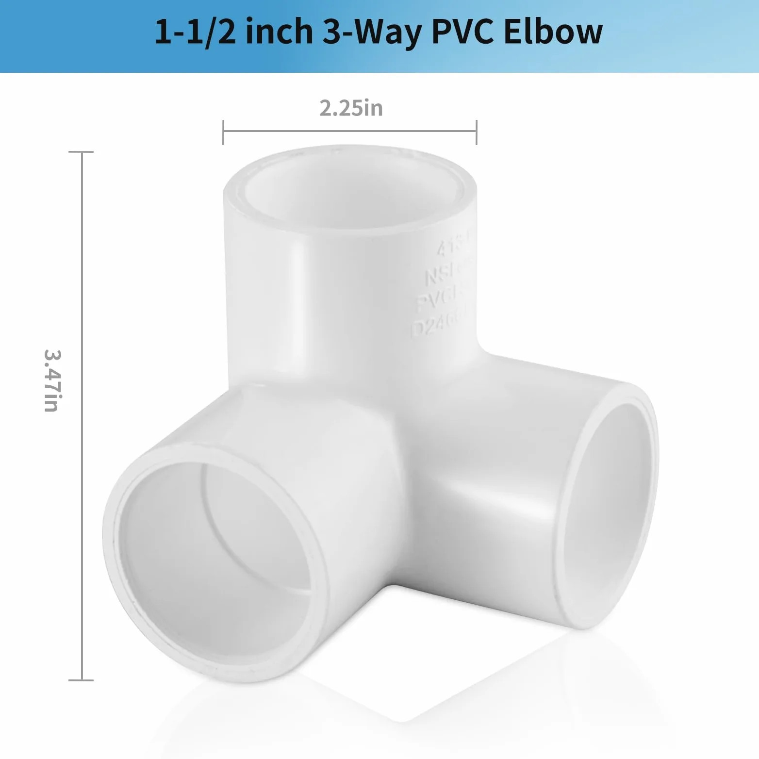 LESSO - Conector de codo de 3 vías de PVC de 1-1/2 pulgadas, accesorios de tubería de PVC de 90 grados, conector de salida lateral resistente para fontanería, muebles de bricolaje, invernadero
