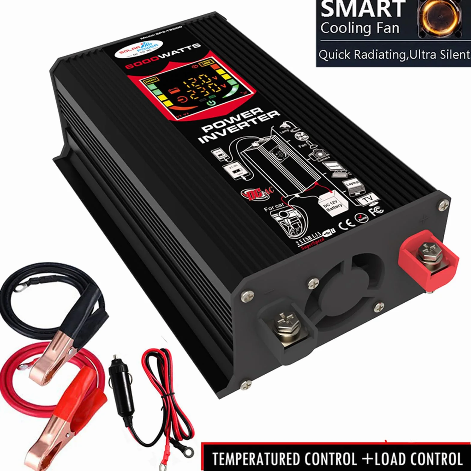 Kit de generador solar - Kit de solar, kit solar completo de 6000W | Controlador de carga solar de 18 W, 12 V, 30 A, kit completo de panel solar con inversor solar para viajes de camping al ai