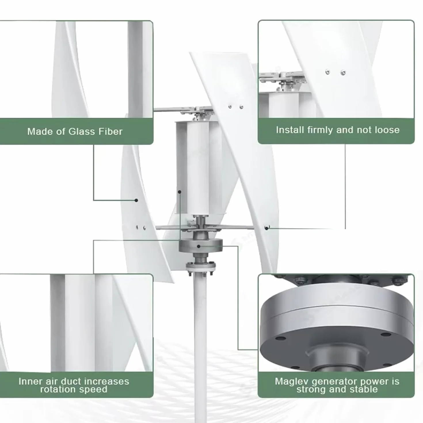 Kit Generador Viento Vertical Turbina Eólica 6000 W, Equipo Productor Electricidad Kit Energía Para El Hogar, Generador Energía De Eje Vertical De Ca Trifásico De 12 V, 24 V, 48 V Y 220 V,24V