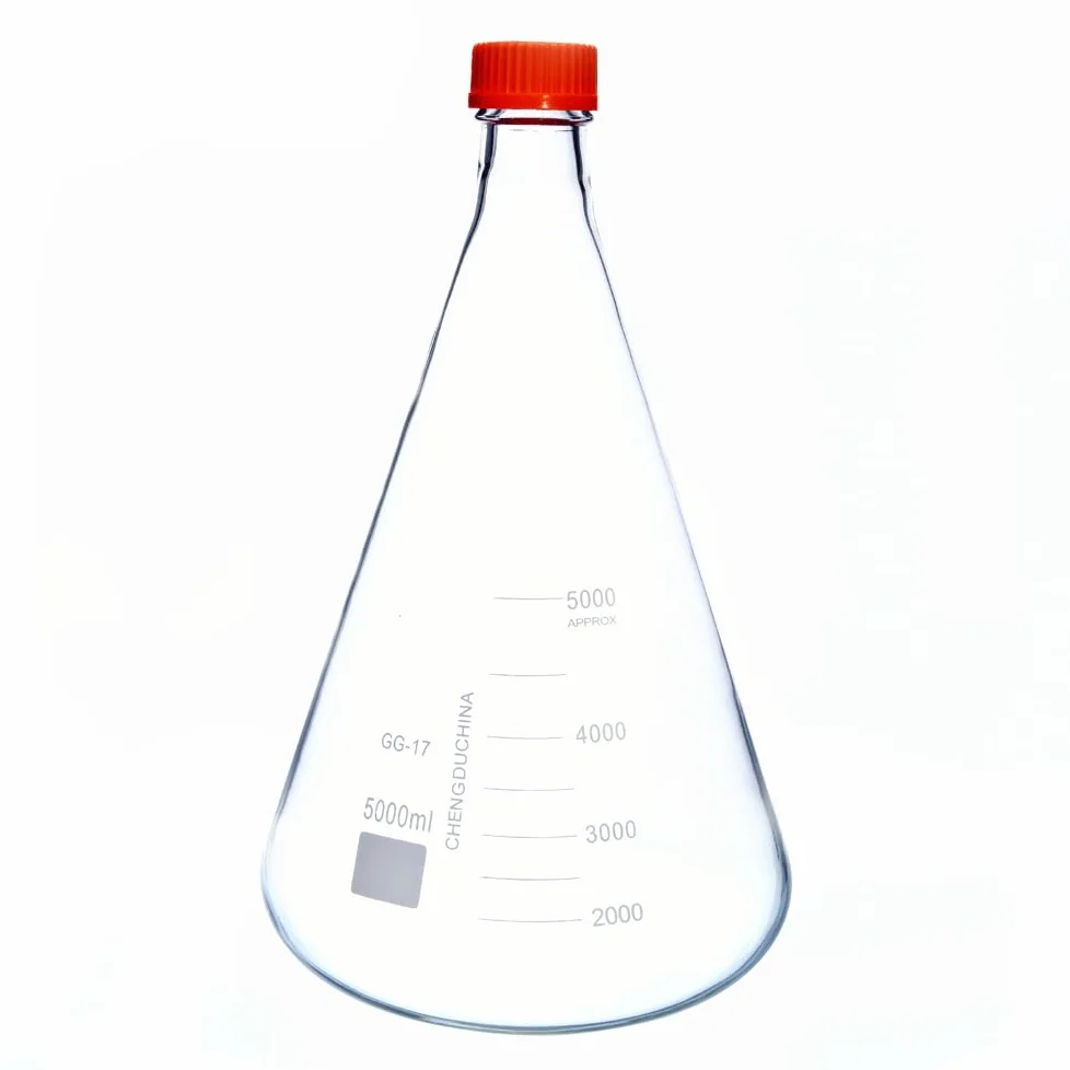Matraz Erlenmeyer Graduado de Borosilicato, Matraz de Vidrio GG-17 Graduado de 250, 500 y 1000 ml con tapón de Rosca Naranja, cristalería de Laboratorio for experimentos(1000ml Small Port)