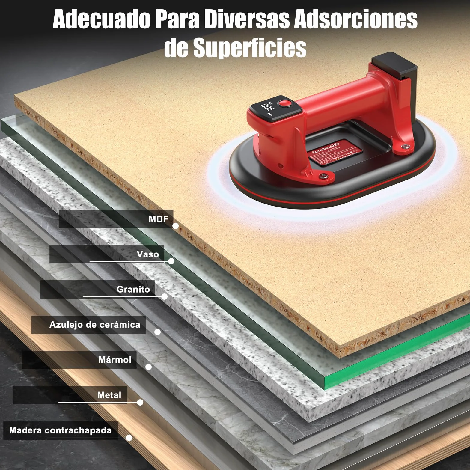 2-Piezas Ventosas para Cristales, 10" Ventosas EléCtrica para Azulejos, Ventosa de VacíO, Carga MáX. 300 KG, con 4 X 3,0Ah BateríAs, Ventosa para Levantar Baldosas, Granito, MáRmol y Vidrio
