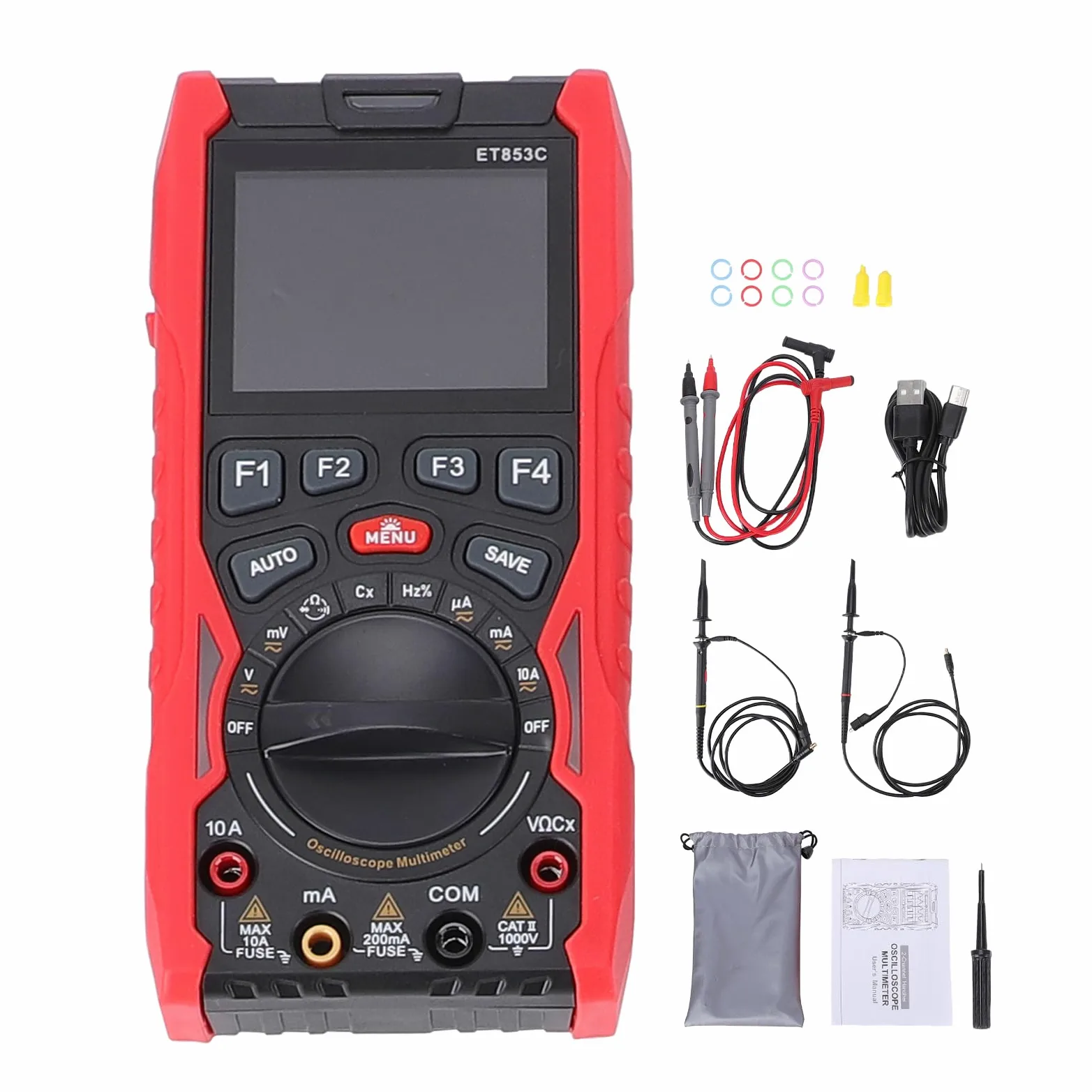 Generador de Señal Multímetro de Osciloscopio Digital Portátil 3 en 1 con Pantalla LCD a Color para Operaciones de Banco de Laboratorio