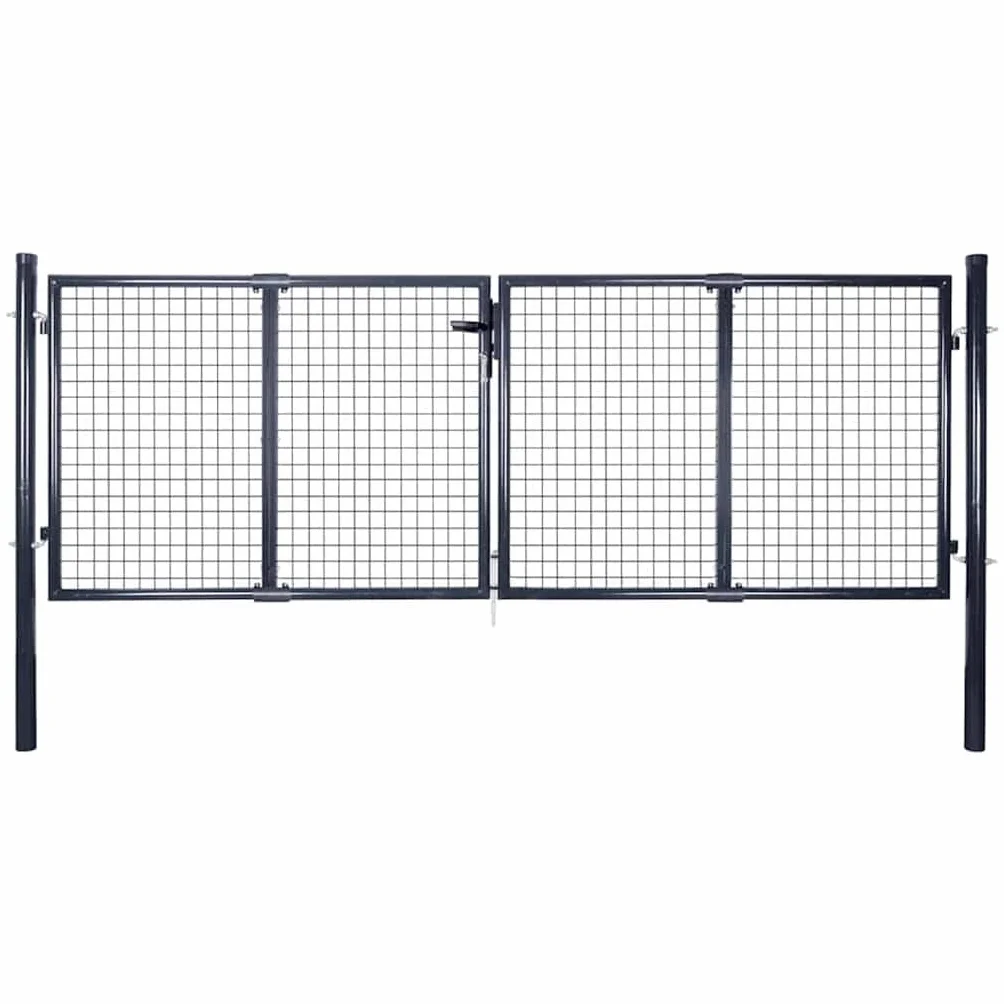 vidaXL Puerta de jardín de malla acero galvanizado 300 x 100 cm gris