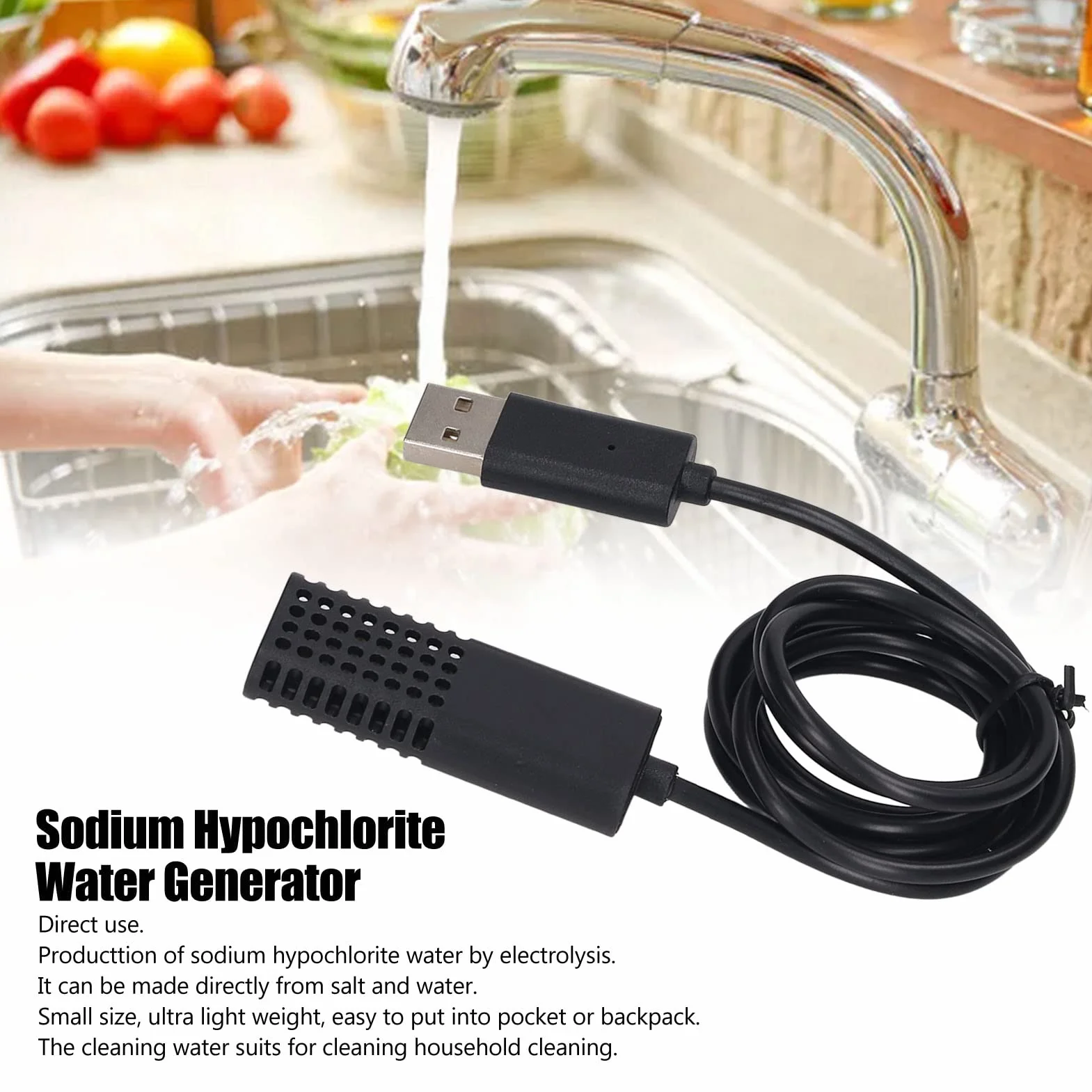 Generador de Hipoclorito de Sodio para el Hogar, Generador de Hipoclorito de Sodio, Generador de Agua de Limpieza Casero USB DC 5V, Limpiadores Multiuso