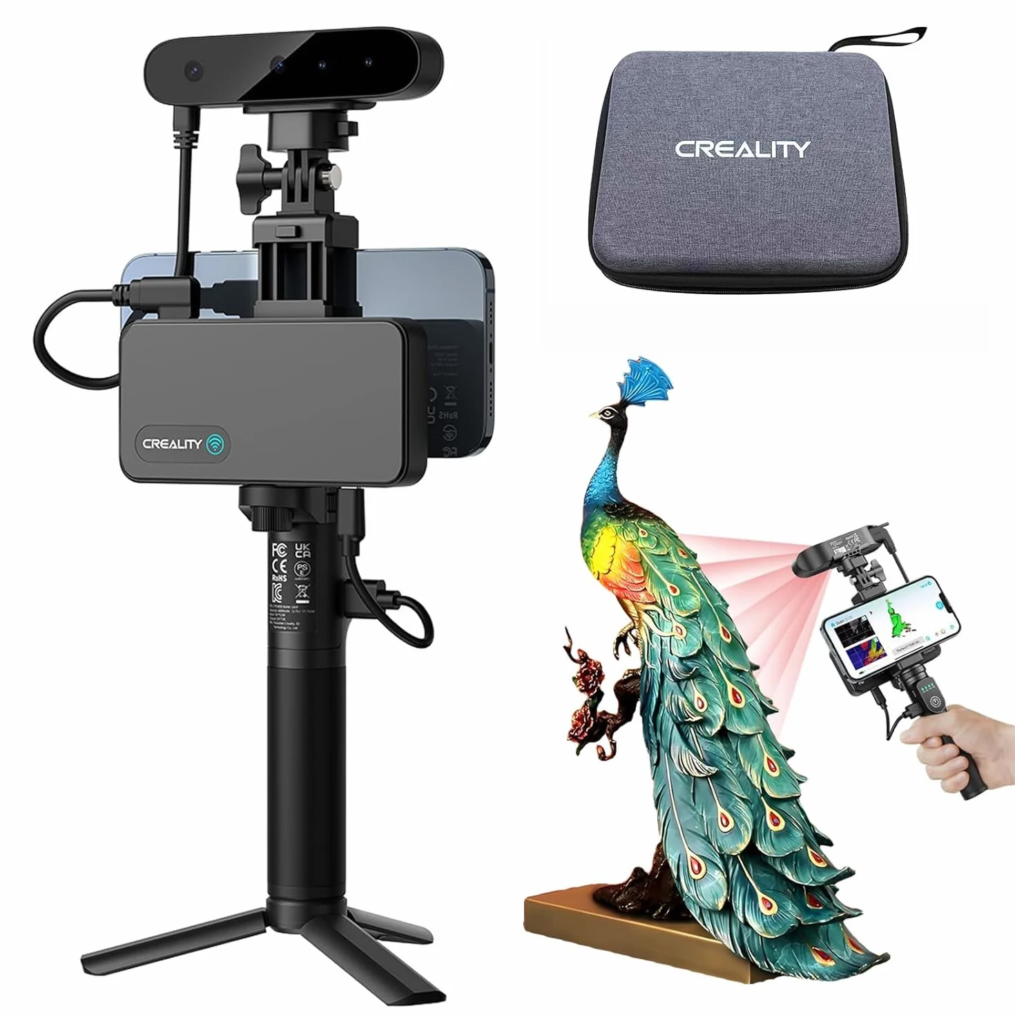 Creality Escáner oficial CR Scan Ferret Pro 3D para impresión 3D, actualización de escáner de mano con escaneo inalámbrico, seguimiento antivibración, escaneo rápido a todo color, precisión de 0,1 mm