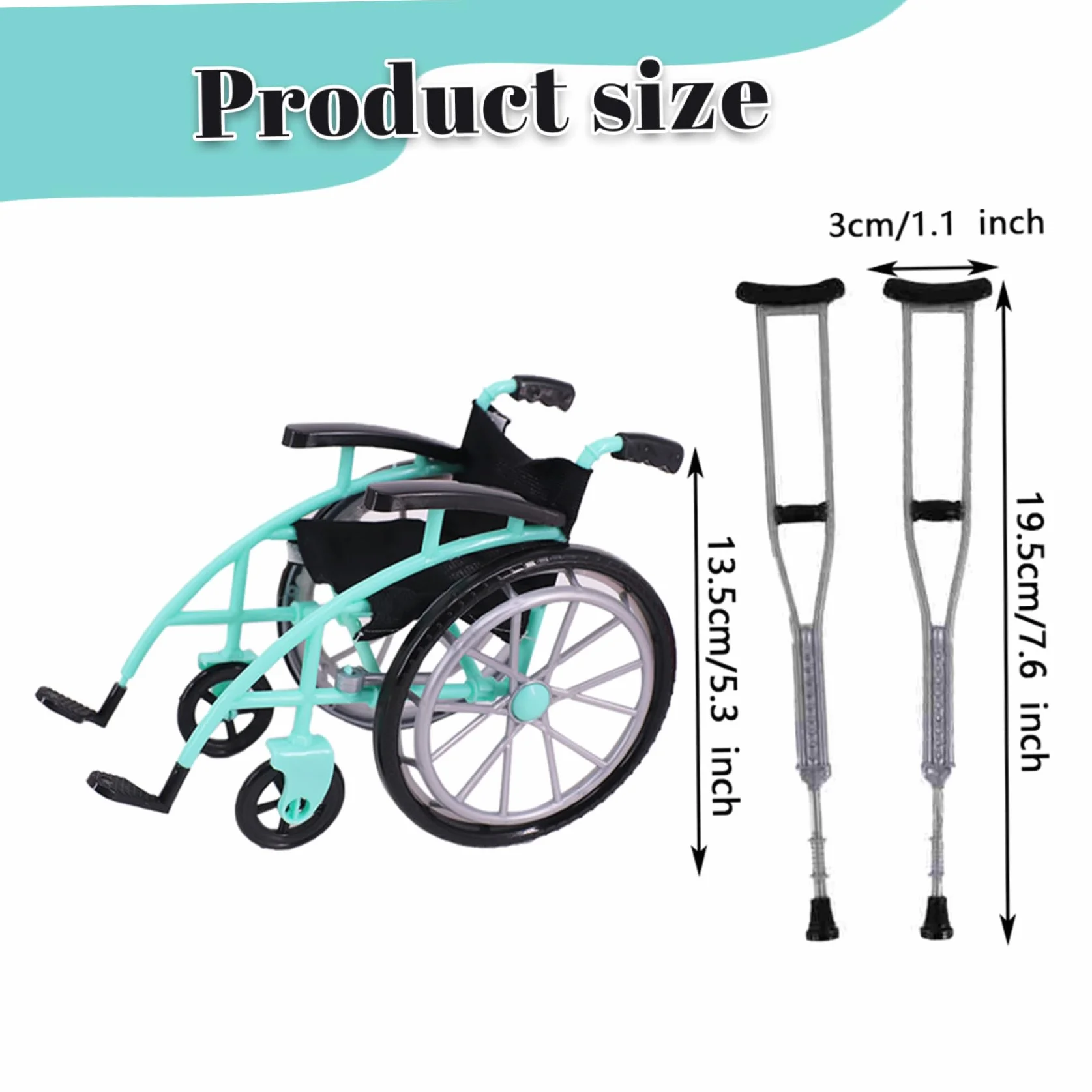 Juego de Muletas para Silla de Ruedas, Juguete Realista en Miniatura, Accesorios para Casa de Muñecas