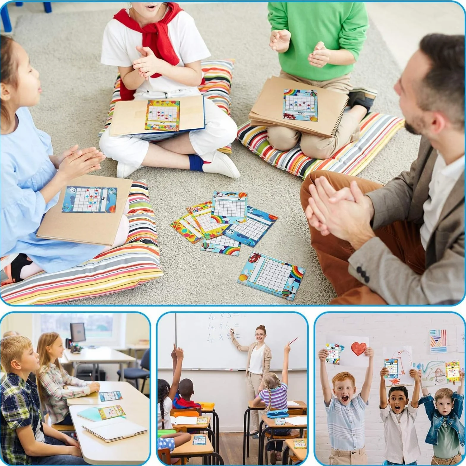 Gráficos de Incentivos para el Aula, Tablero de Recompensas con 1440 Pegatinas de Sonrientes, 24 Piezas