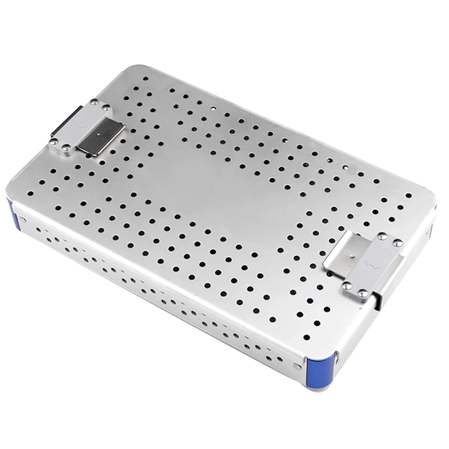 Caja esterilización para instrumental aluminio,Bandeja para limpieza y lavado de instrumentos,Con tiras de goma blanda,26x15x4 cm/10,2x5,9x1,6 pulgadas, para cirugía, hospitales y odontología(Silver)