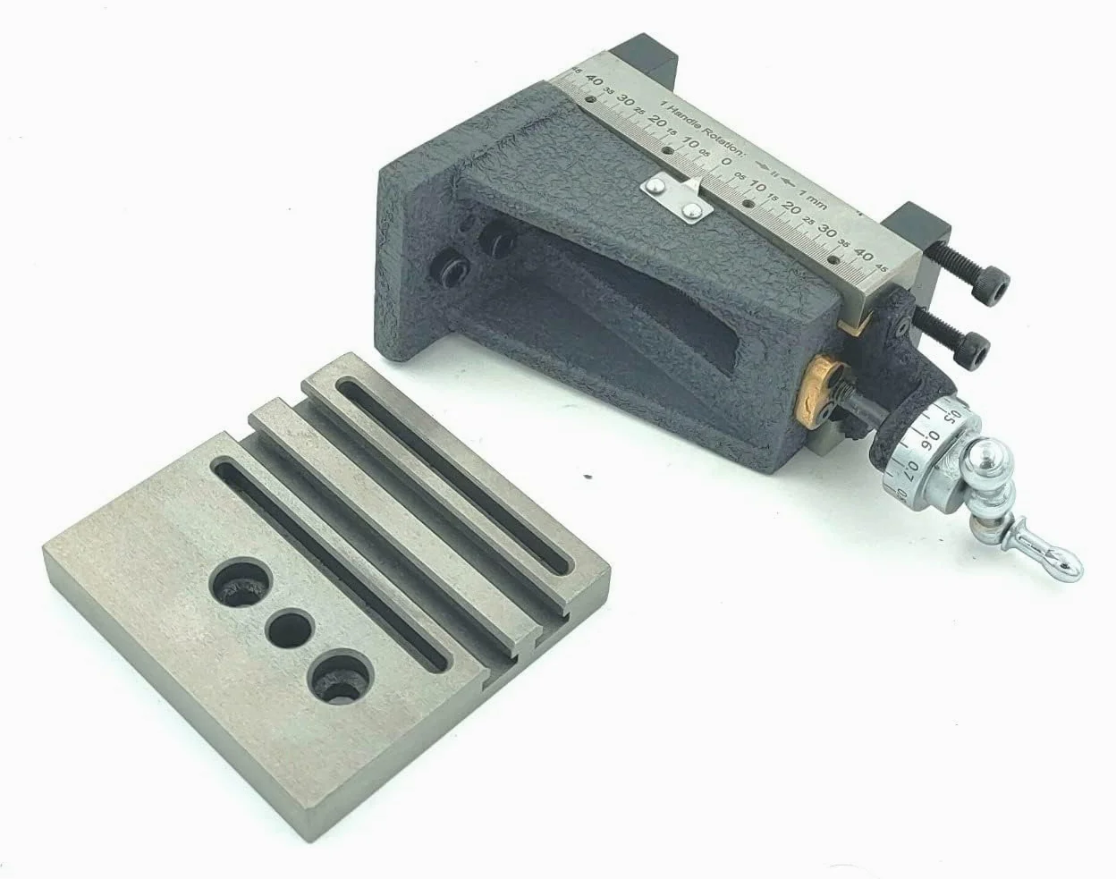 Buyohlic Mini tobogán de fresado vertical con placa base, montaje directo en mini máquina de torno de 7 x 14 pulgadas (tipo fijo con abrazadera))