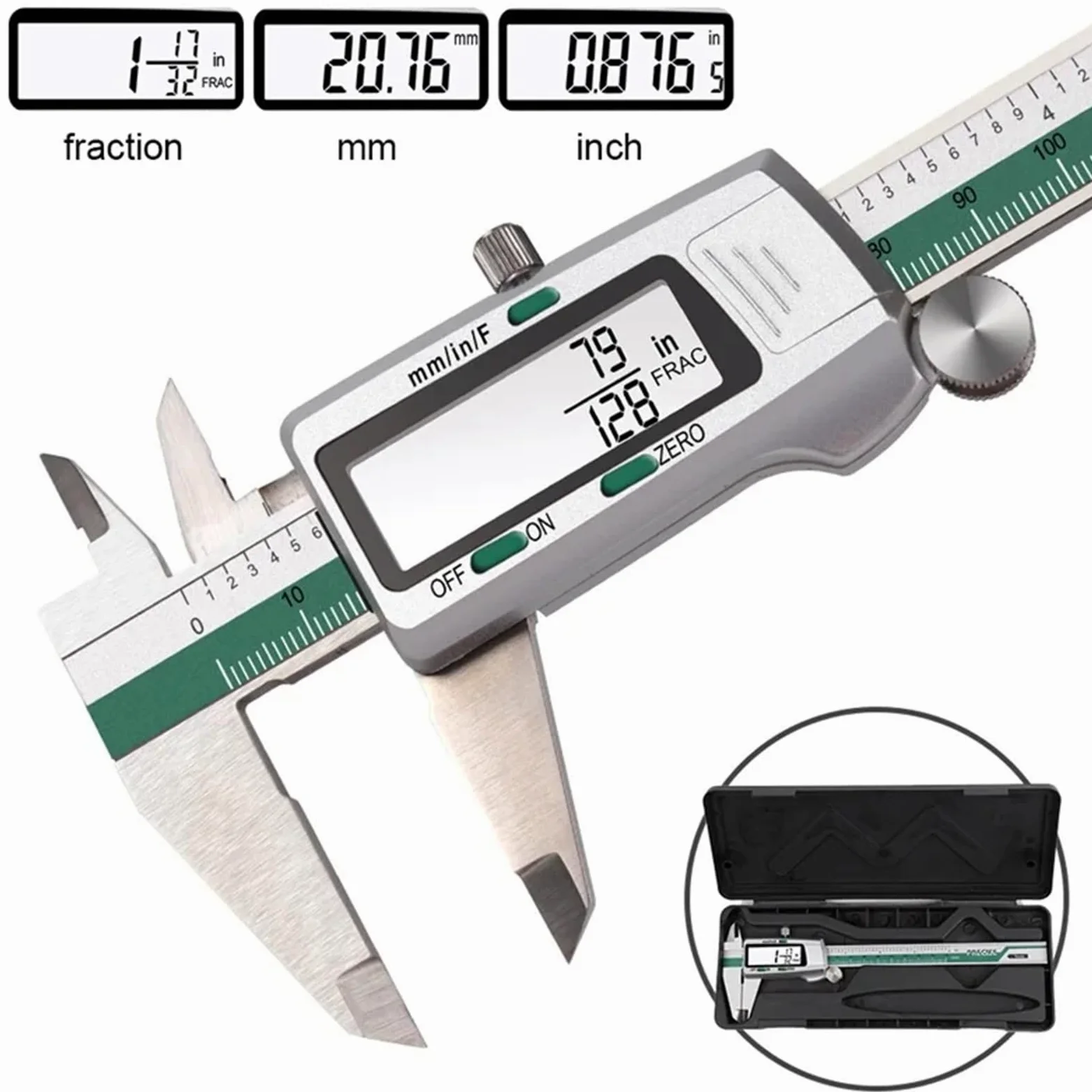 Calibrador digital ET50 de 150 mm de acero inoxidable, con precisión de 0,01 mm for componentes mecánicos.