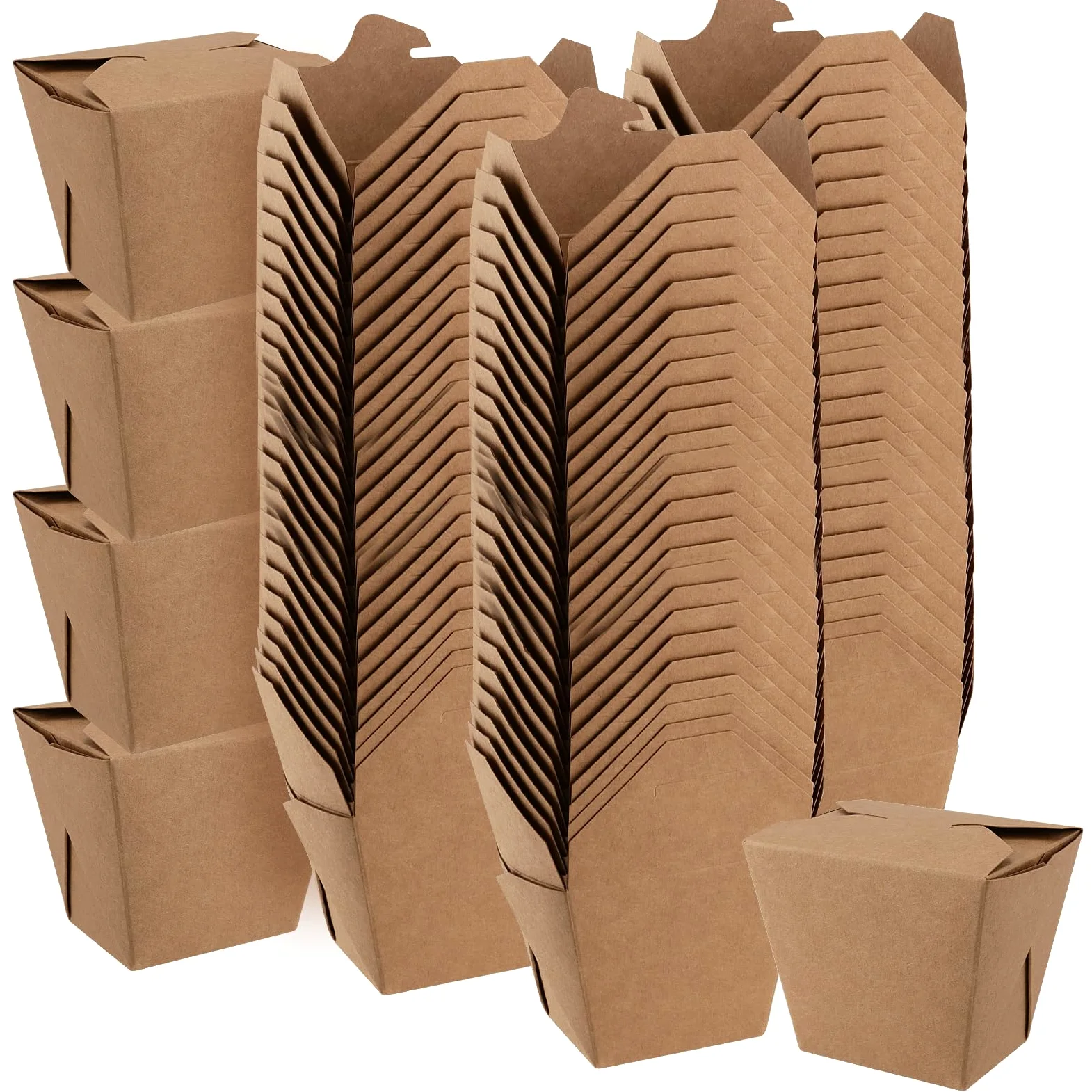 Paquete de 100 cajas de papel kraft de 16 onzas, contenedor chino marrón para llevar, cajas de papel para llevar, para fiestas, catering, restaurantes
