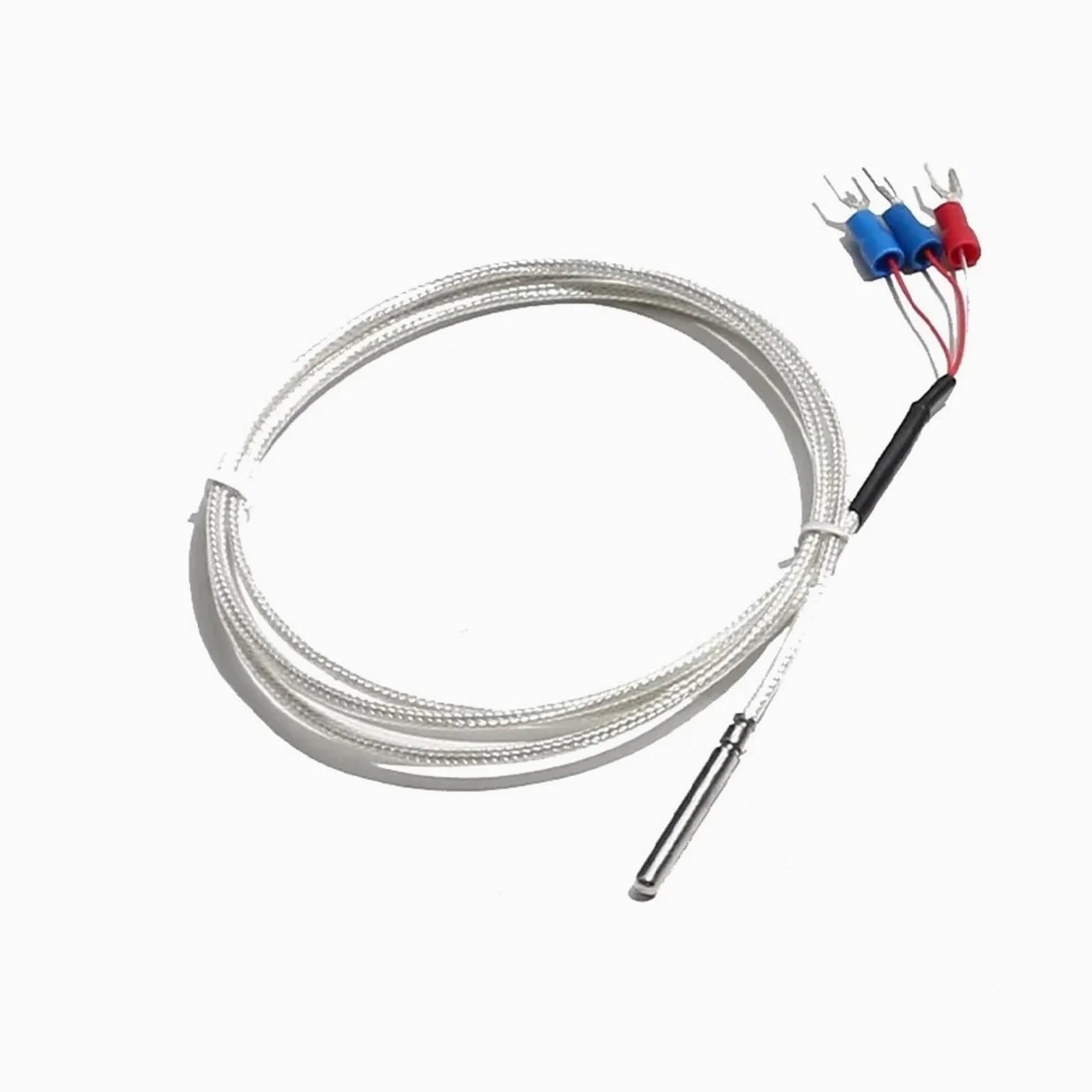 Termopar tipo K, Termistor de sonda medición temperatura PT100 termopar 4x30MM con conector 3 terminales Cable PTFE 1/2/3/4/5M(4m Cable Length,A Level 0.1mm)