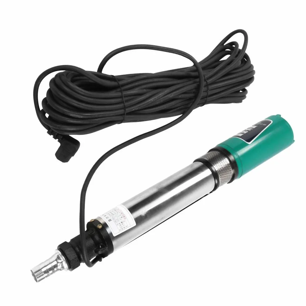 Bomba de agua sumergible solar, 48V 60V-4/5m³-45/55m Bomba de pozo profundo de CC Bomba de pozo profundo de CC Bomba de agua sumergible solar de alta elevación Línea de 20 m