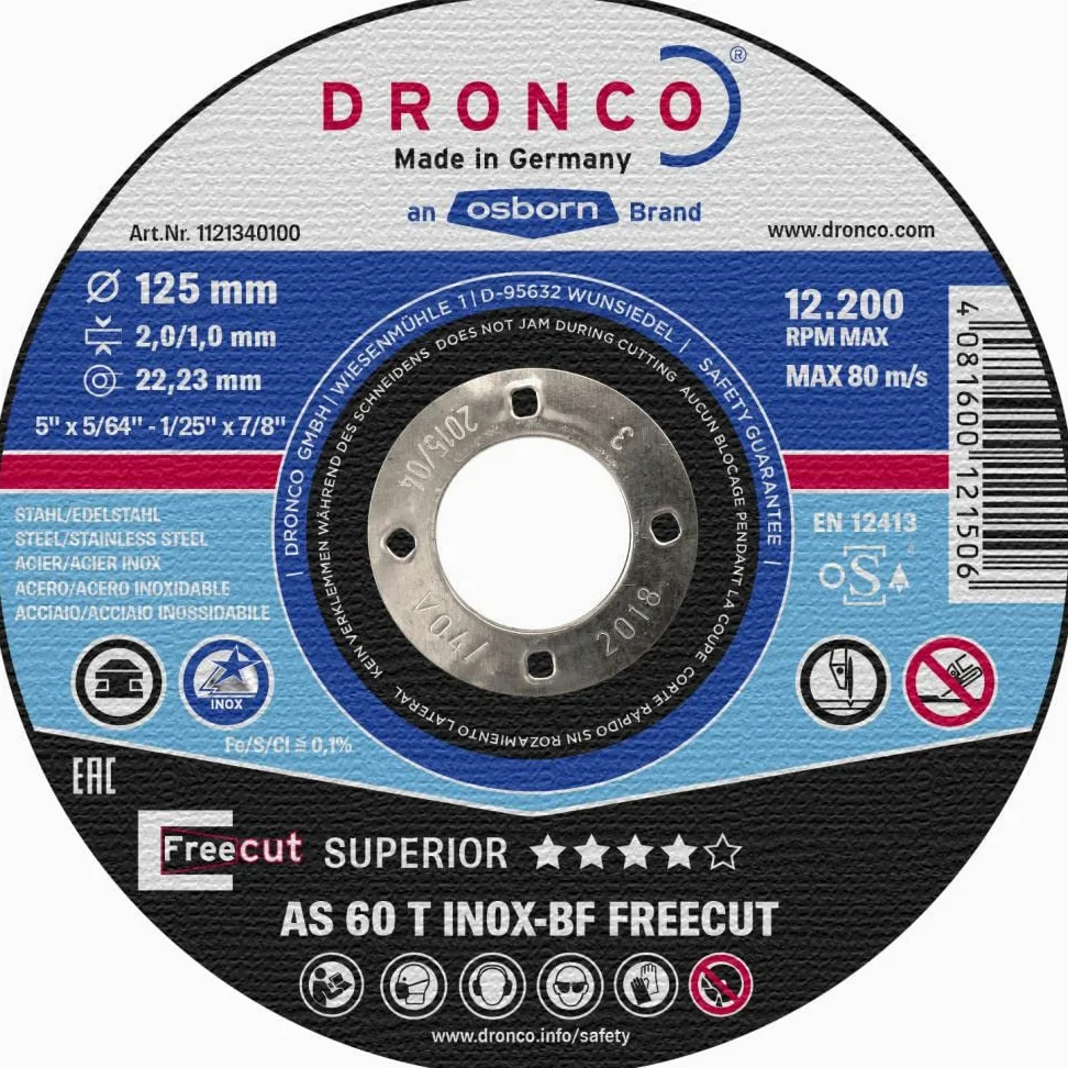 DRONCO AS46TINOXFC-230 - Disco de corte metal AS 46/AS 60 T INOX FreeCut Special (corte libre), 230 x 3/2 mm
