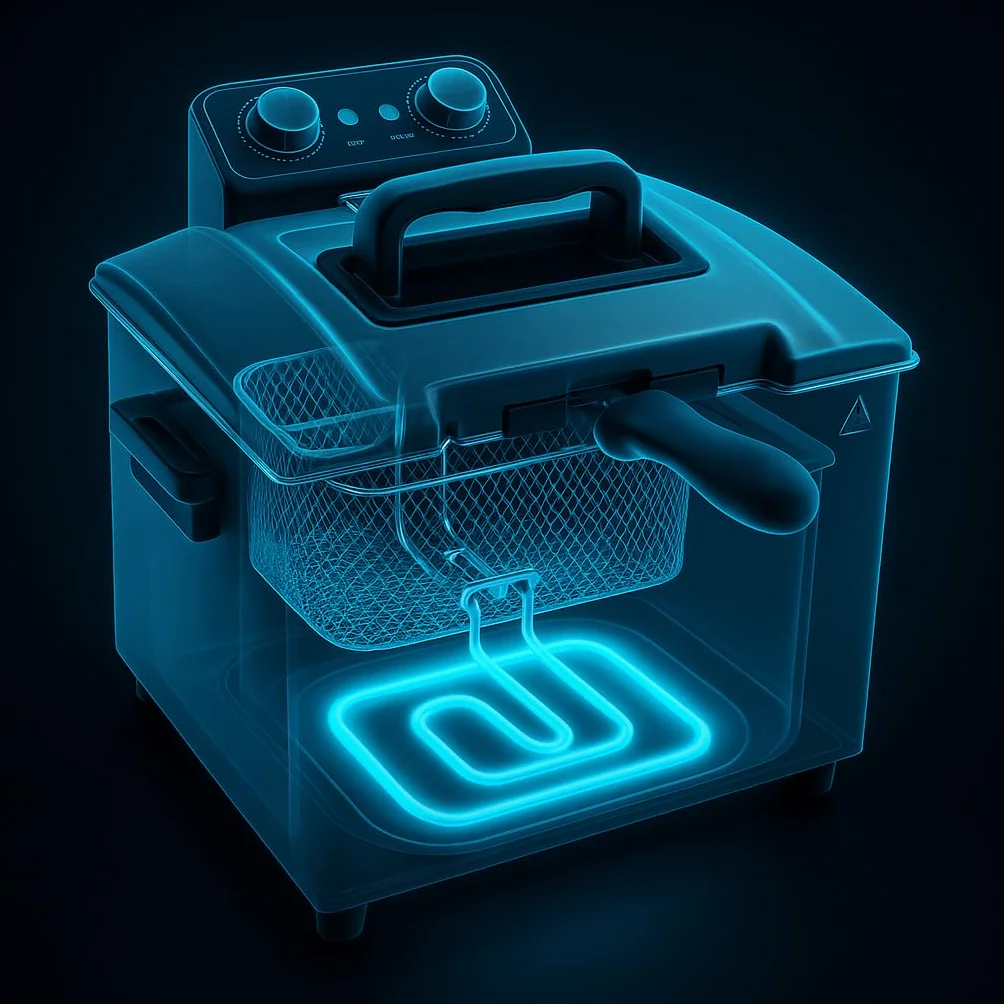 MAXELLPOWER Freidora Eléctrica 5L de Acero Inoxidable 3000W Rendimiento Potente Gran Capacidad y Control Preciso de Temperatura Doble Seguridad Térmica Indicador LED Cuerpo Duradero (5 LITROS)