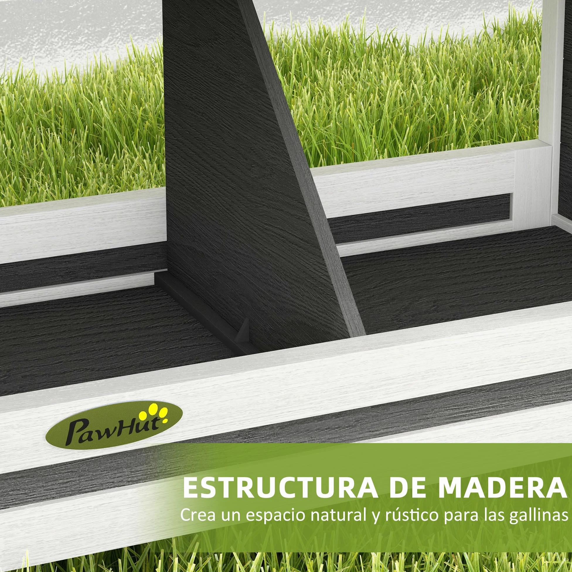 PawHut Ponedero para Gallinas de Madera Caja Nido para 2 Gallinas con 2 Departamentos y Techo Asfáltico para Interior y Exterior Gris