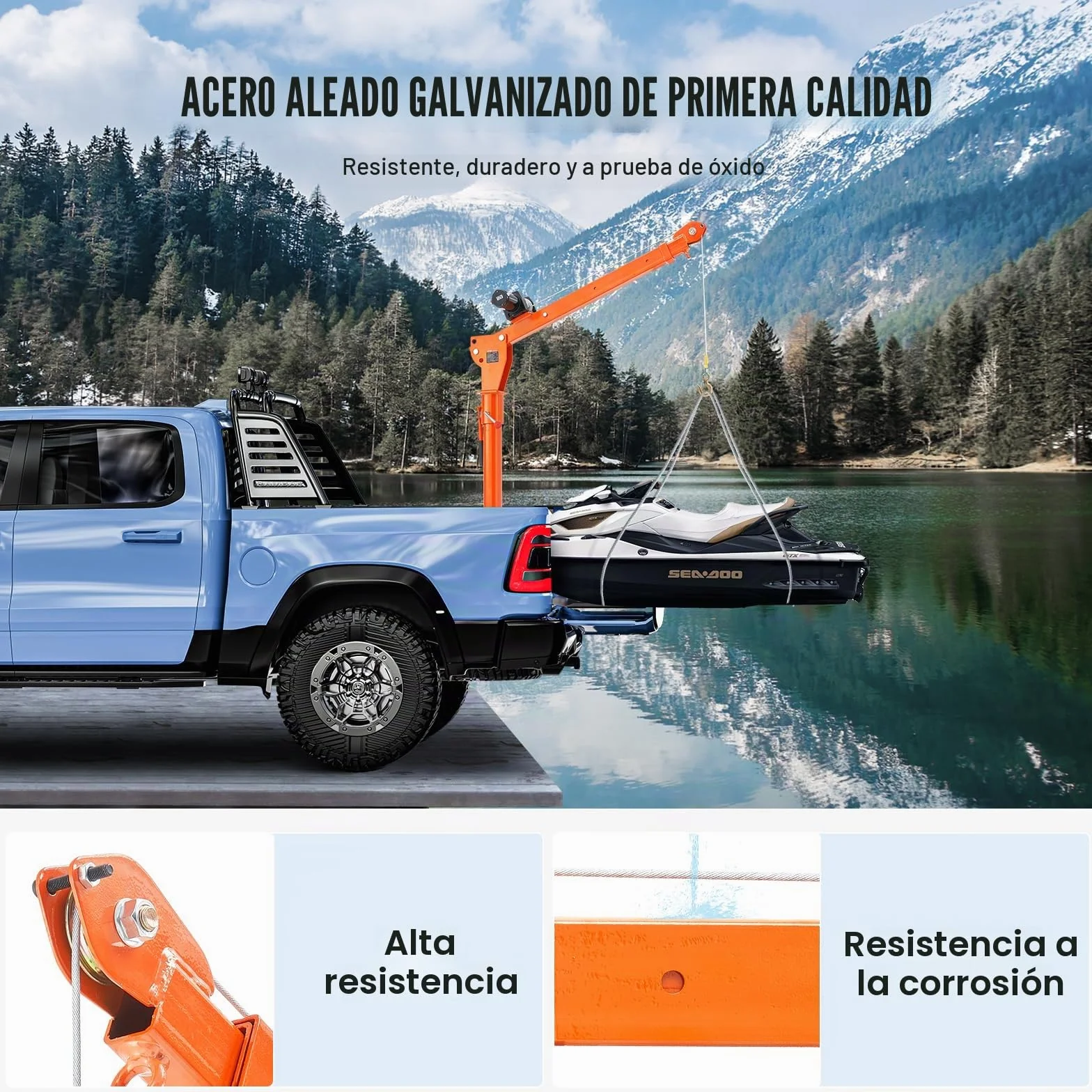 VEVOR Grúa eléctrica para camioneta 1100 libras, grúa plegable montada en camión con cabrestante eléctrico 3500 libras, giro de 360°