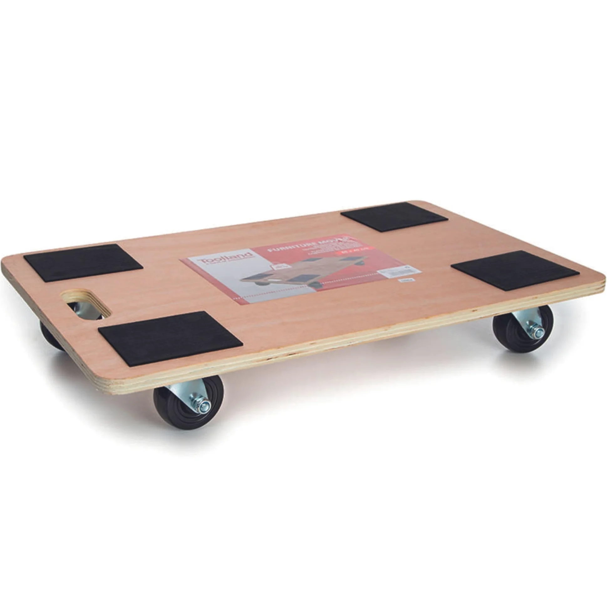 Toolland Plataforma con Ruedas para Muebles, Ayuda de Transporte 400 kg, Base de contrachapado 65 x 40 cm, Revestimiento Antideslizante, asa y 4 Ruedas giratorias de Goma, mudanzas