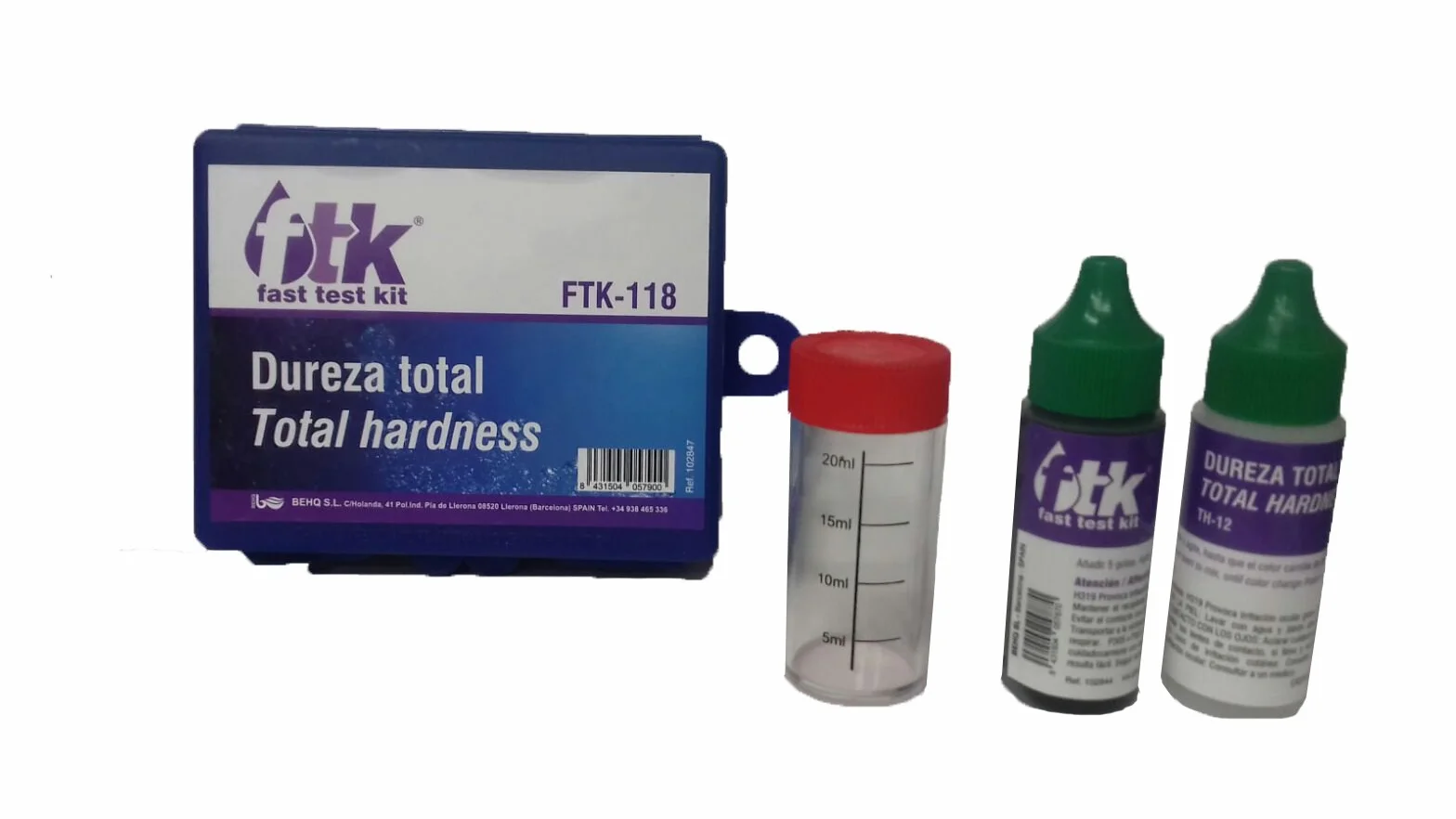 Test kit dureza total agua Estuche comparador