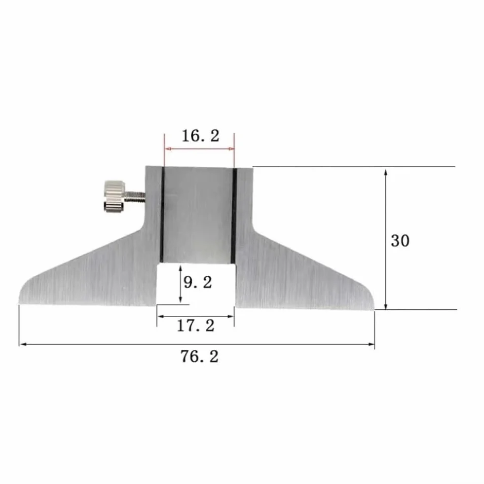 Base de profundidad de pinza con barra en T, 76 mm, acero inoxidable pulido, 150 mm/200 mm