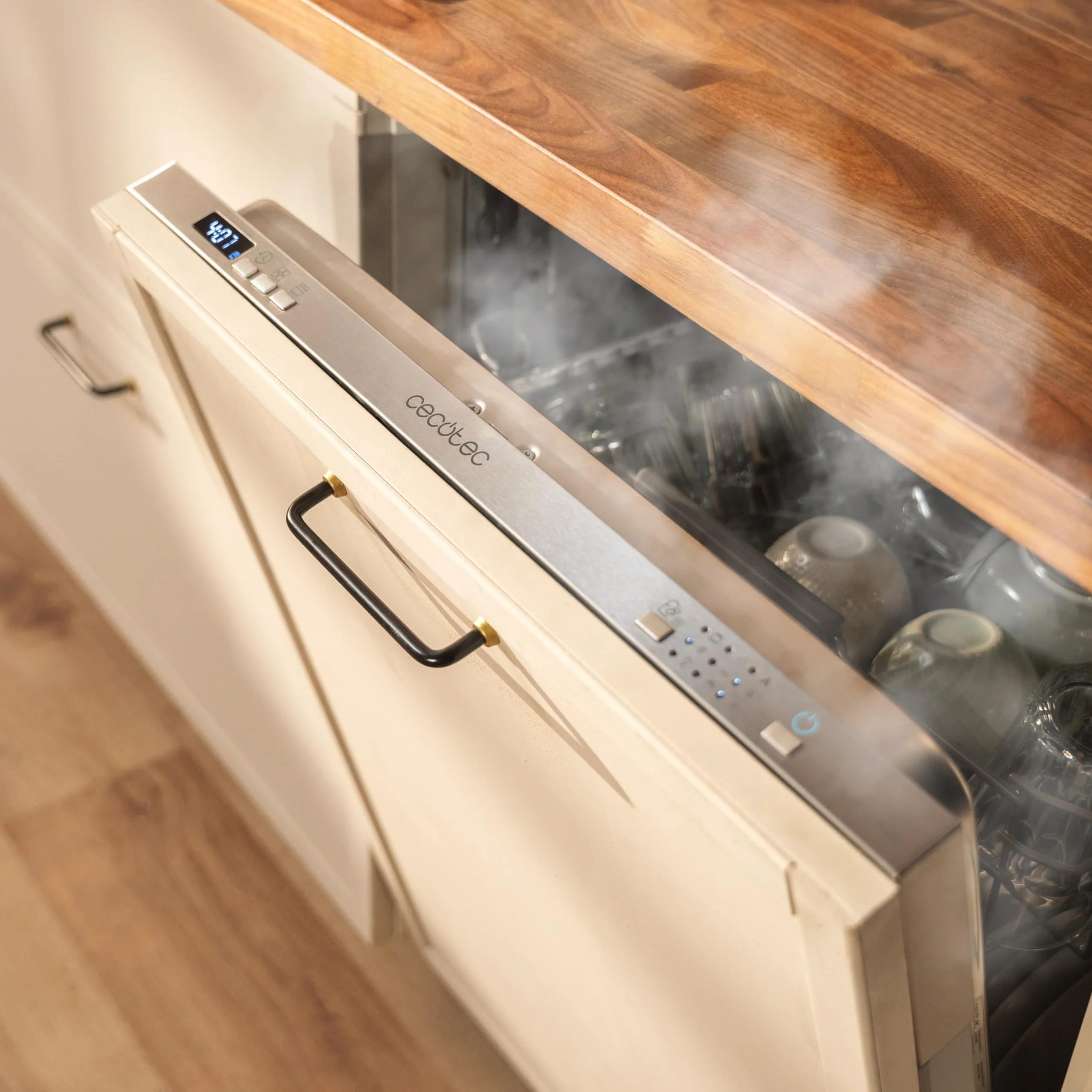 Cecotec Lavavajillas Integrable 60cm Bolero Aguazero 6500 Full-BI 15 Cubiertos Tercera Bandeja Bajo Consumo 6 Programas Dual Zone Wash O2 Dry Motor Inverter Plus