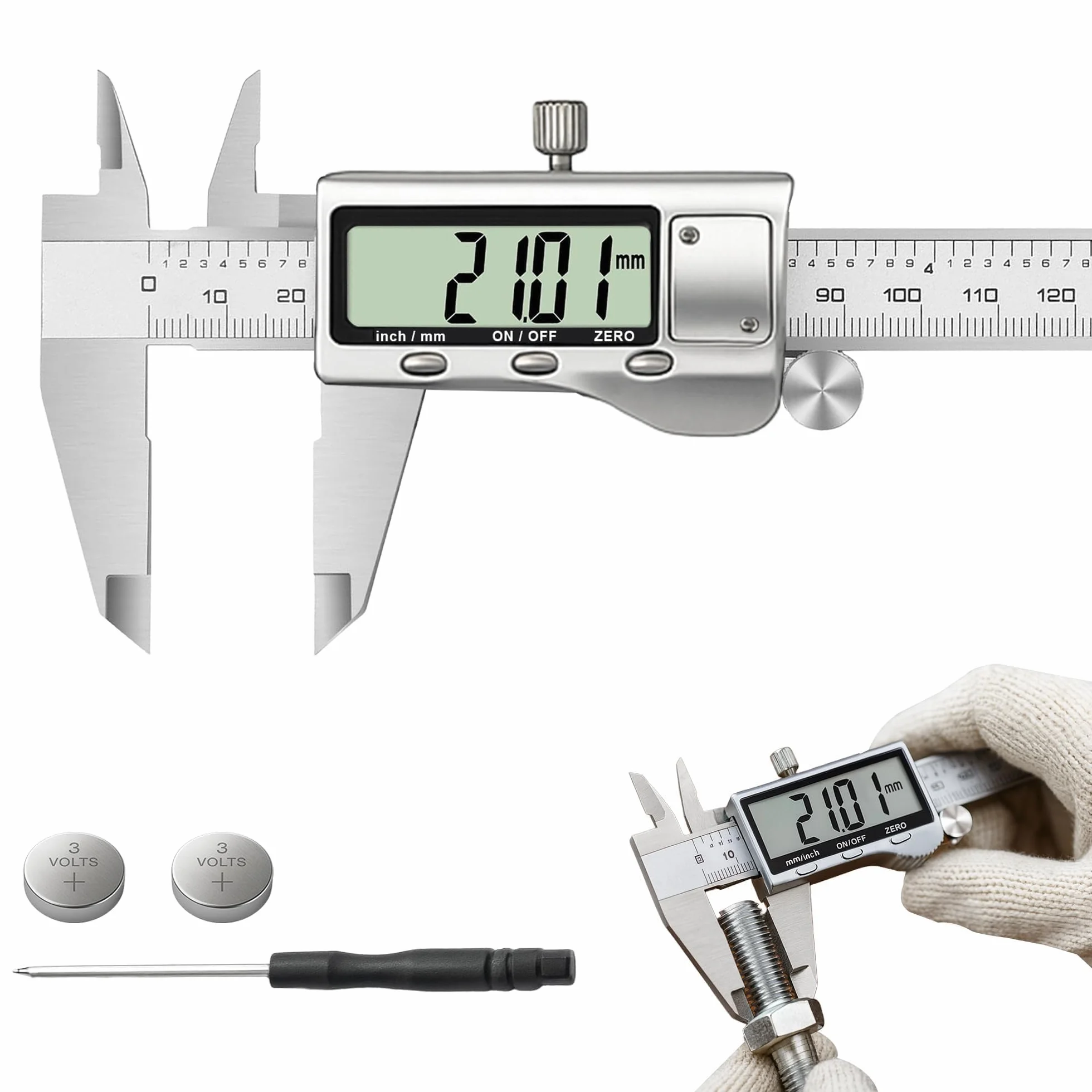 Calibre Digital 150 mm 0,01 mm Pie de Rey Electrónico Acero Inoxidable Pantalla LCD Autoapagado Estuche