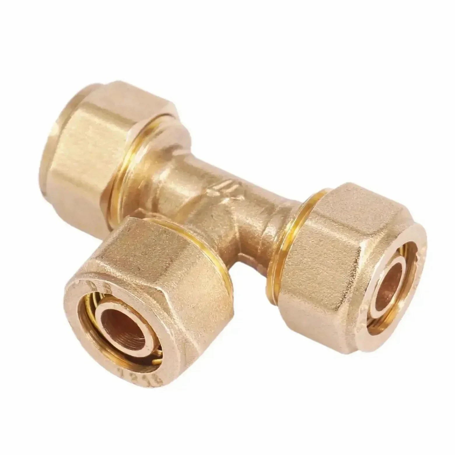 1 Uds. Ajuste de tubo de PEX-AL-PEX ID x OD 12x16mm 14x18mm 16x20mm 20x25mm 26x32mm camiseta igual 3 vías conector de tuberías de latón(26x32mm)