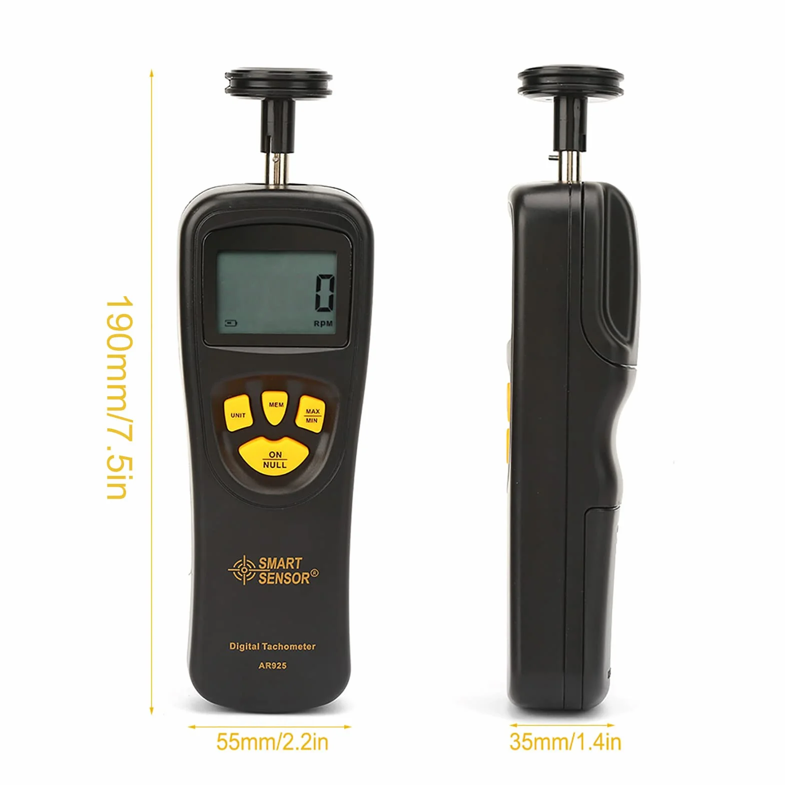 Tacómetro Digital de Contacto Smart Sensor 0.5~19999RPM con Pantalla LCD Retroiluminada