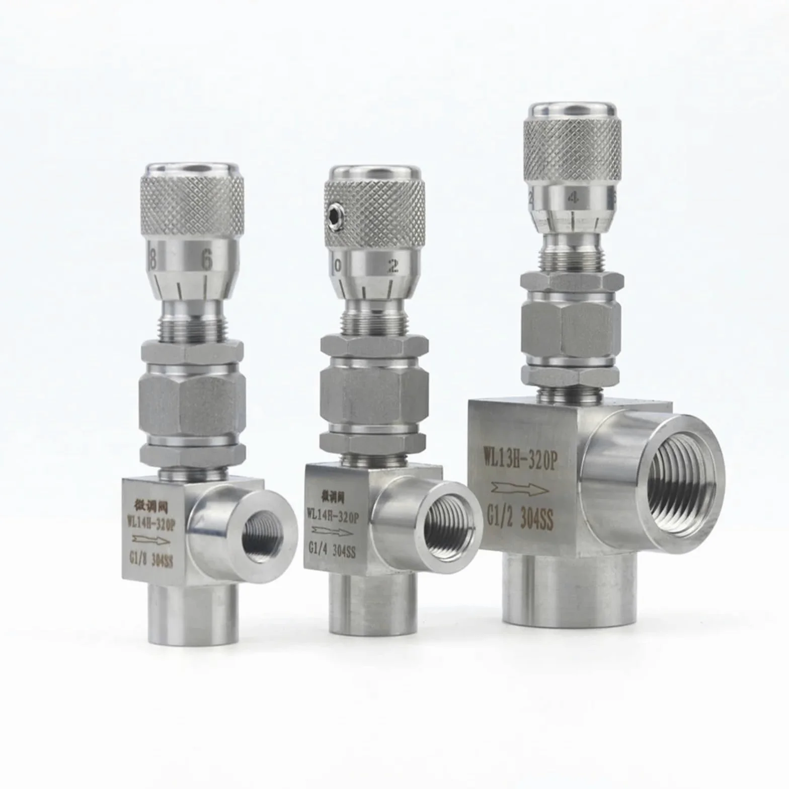 Válvula de aguja G 1/20.3 cm 1/10.2 cm 3/20.3 cm NPT 1/5.1 cm de acero inoxidable 304 controlador de válvula de regulación de flujo para agua, gas, aceite (rosca G de alta precisión, recto)