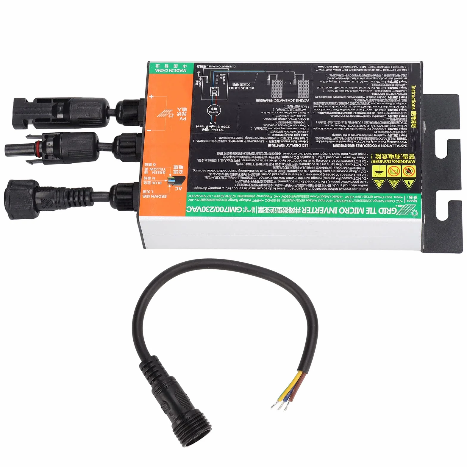 Microinversor Solar, 700W 230V Microinversor Solar MPPT Inversor Conectado a Red Inversor de Conexión a Red de Onda Sinusoidal Pura