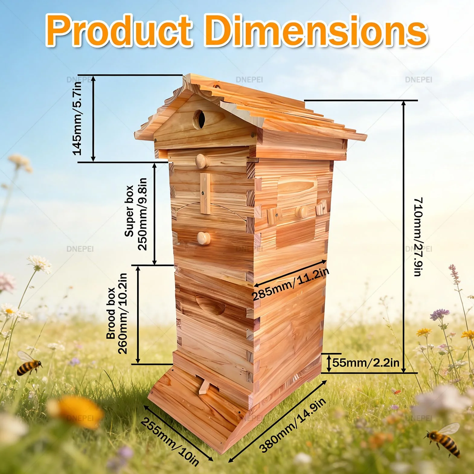 Kit completo de colmena de abejas con ventana de observación y grifo de miel, incluye casa de abejas carpinteras para jardines favorables para los polinizadores