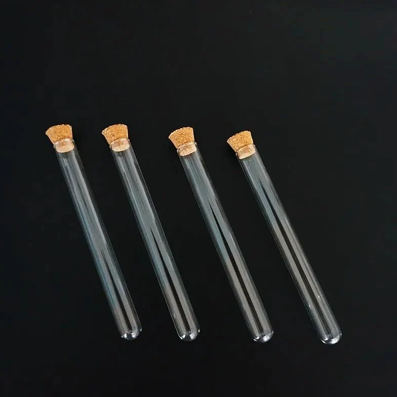 12 tubos de ensayo de vidrio transparente en forma de U con tapón de corcho, 75/100/150/180 mm for laboratorios y escuelas(12x100mm)