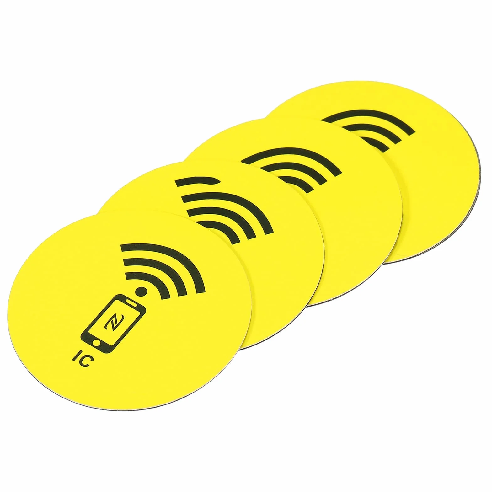 sourcing map NFC Etiquetas Pegatinas M1 RFID IC 13.56MHz Regrabable Reverso Adhesivo Sin Contacto, Amarillo 4 Paquetes
