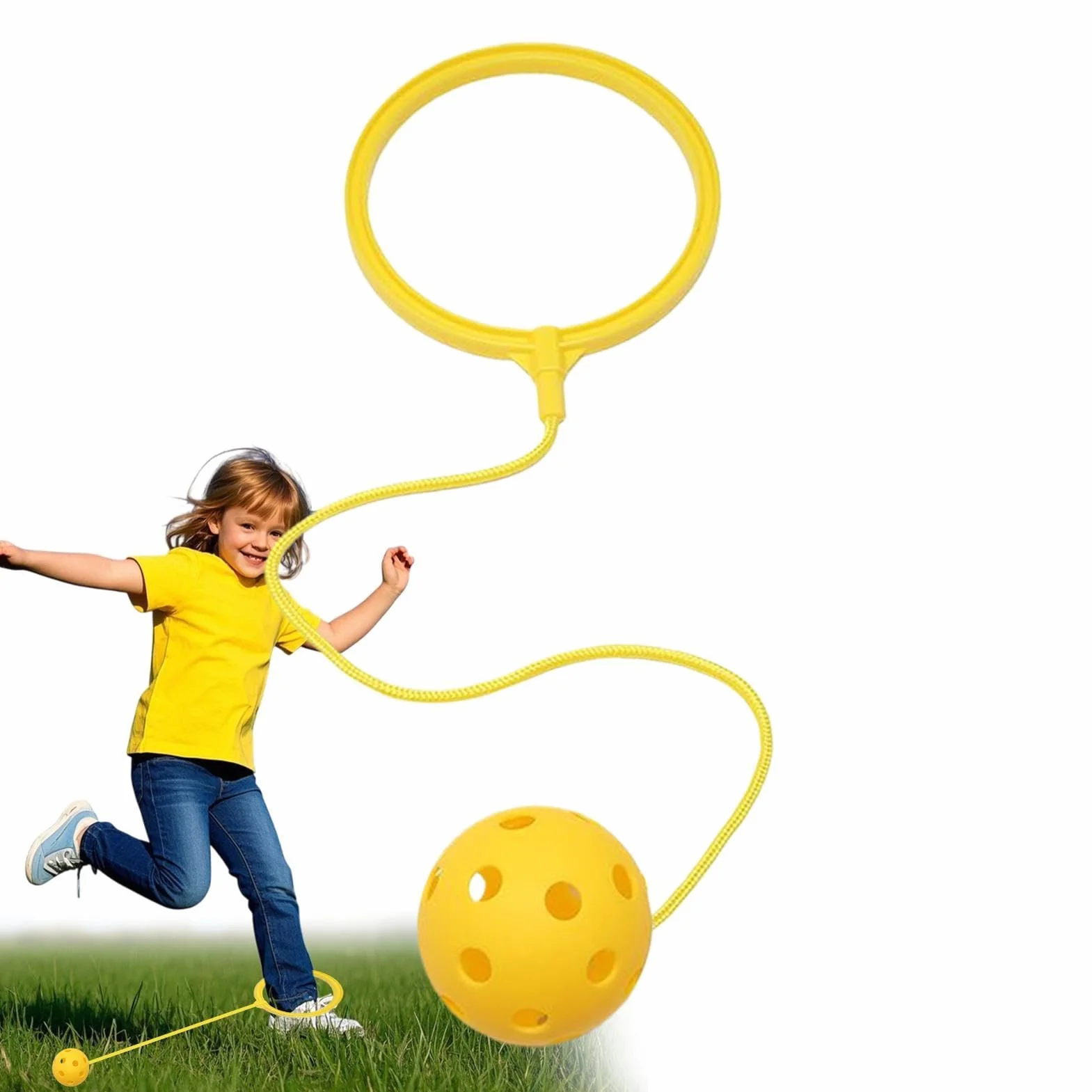 Skip Ball for Outside, Soft Outdoor Swing Toy, Skipits for Kids, Ankle Toy