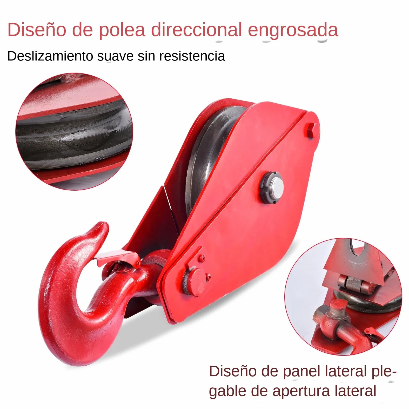 Bloque de polea del cabrestante, polea con gancho,Polea de elevación de 5 toneladas de elevación con gancho - Bloque de rodamiento de cuerda de acero de aleación por cuerda de alambre de 18.5 mm, grúa