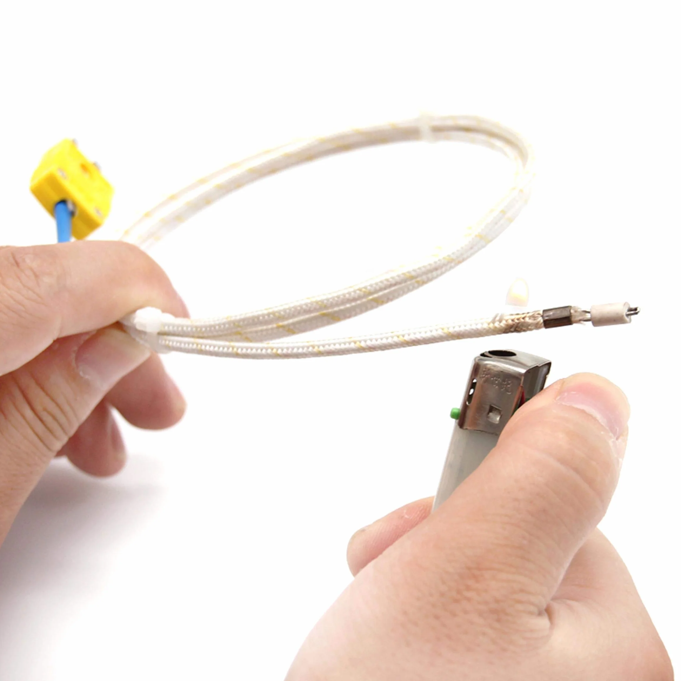 Cable termopar tipo K T-PRO fibra de vidrio alta temperatura 0-1000 °C