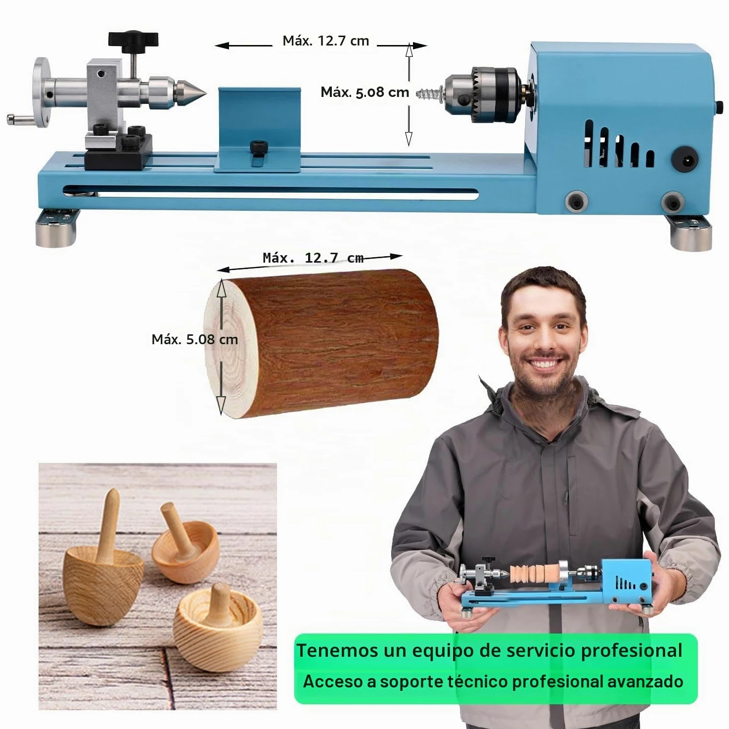Mini Máquina de Torno Multiusos Con Herramientas Profesionales Torno Para Madera Corte, Molienda, Pulido Torno de Metal de Escritorio Fácil de Usar