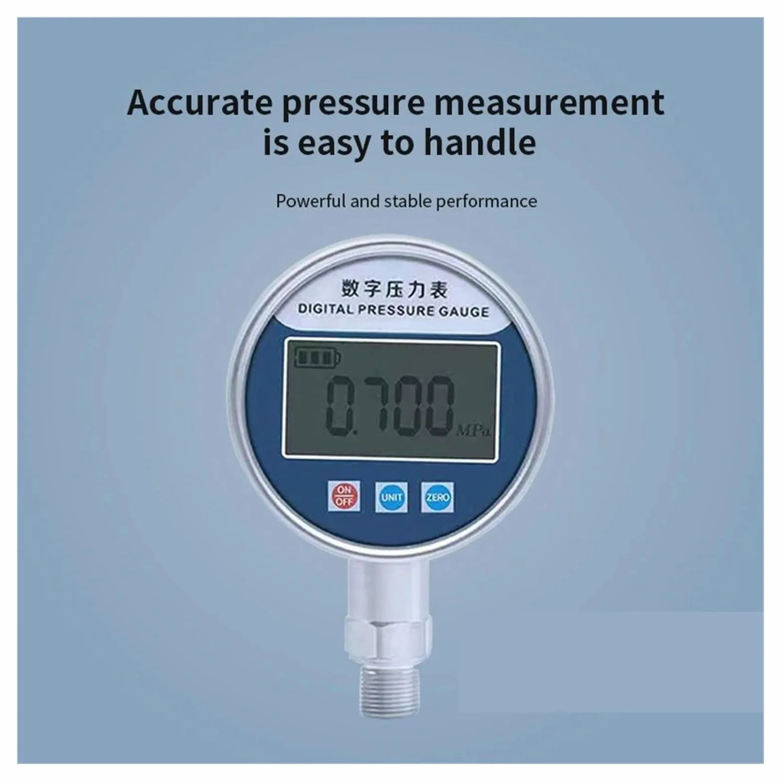 Manómetro electrónico Pantalla Digital LCD de esfera de 60 mm, Manómetro de presión negativa de vacío hidráulico Manómetro de presión de aceite de agua(0-6Mpa)