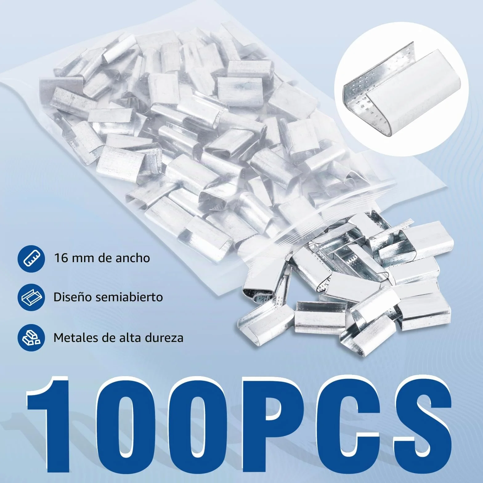 BAOSHISHAN Juego de flejes manuales de alta resistencia (1 tensor, 1 sellador, 200 metros de PET/poliéster, 100 hebillas, 20 esquinas de embalaje, 1 guante)