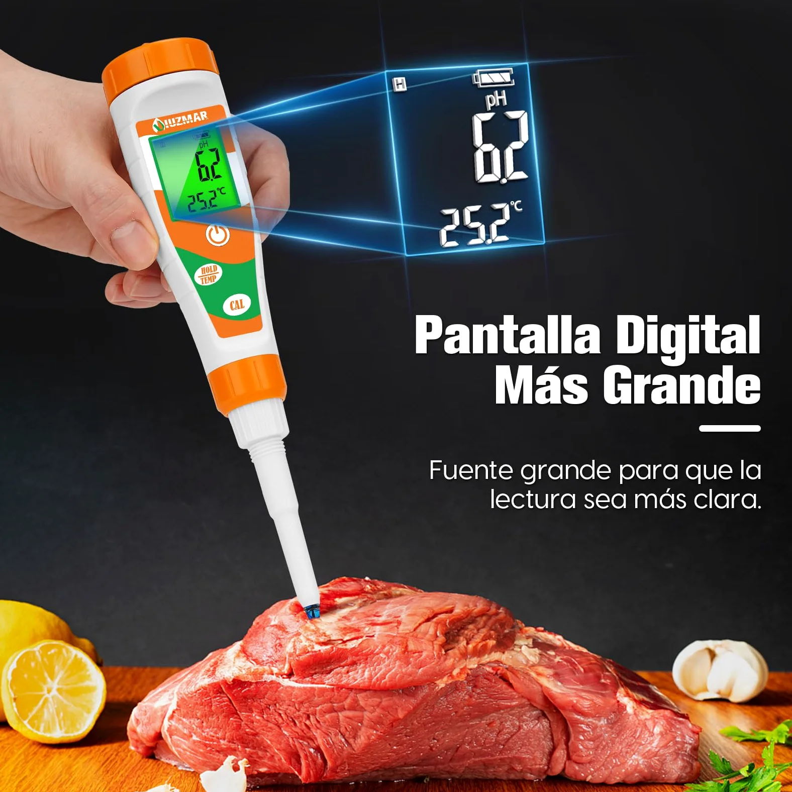 UIUZMAR Medidor de pH Alimentos, phmetro Semisolidos y Liquido, Medidor de pH para Fermentos, Pan, Masa Madre, Cosmetica, Queso, Arroz, Kombucha, Piscina, Acuario, Hidroponía, Agua Potable