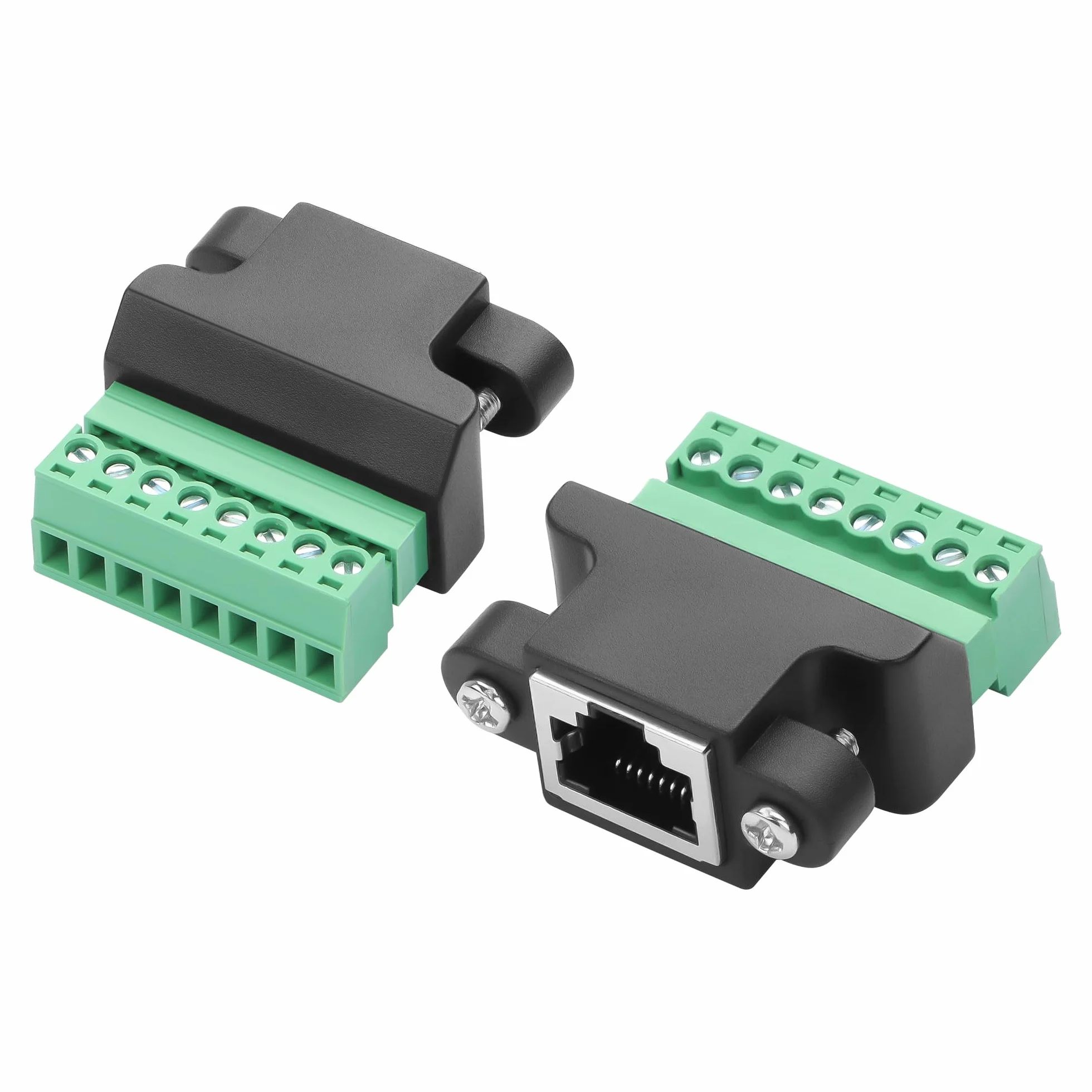 GINTOOYUN 2 szt. RJ45 Panel Montażowy Adapter RJ45/8P 8C Żeński Wtyk 8-pinowy Adapter Złącza Śrubowego z Śrubą Montażową do Komputerów Stacjonarnych, DVR